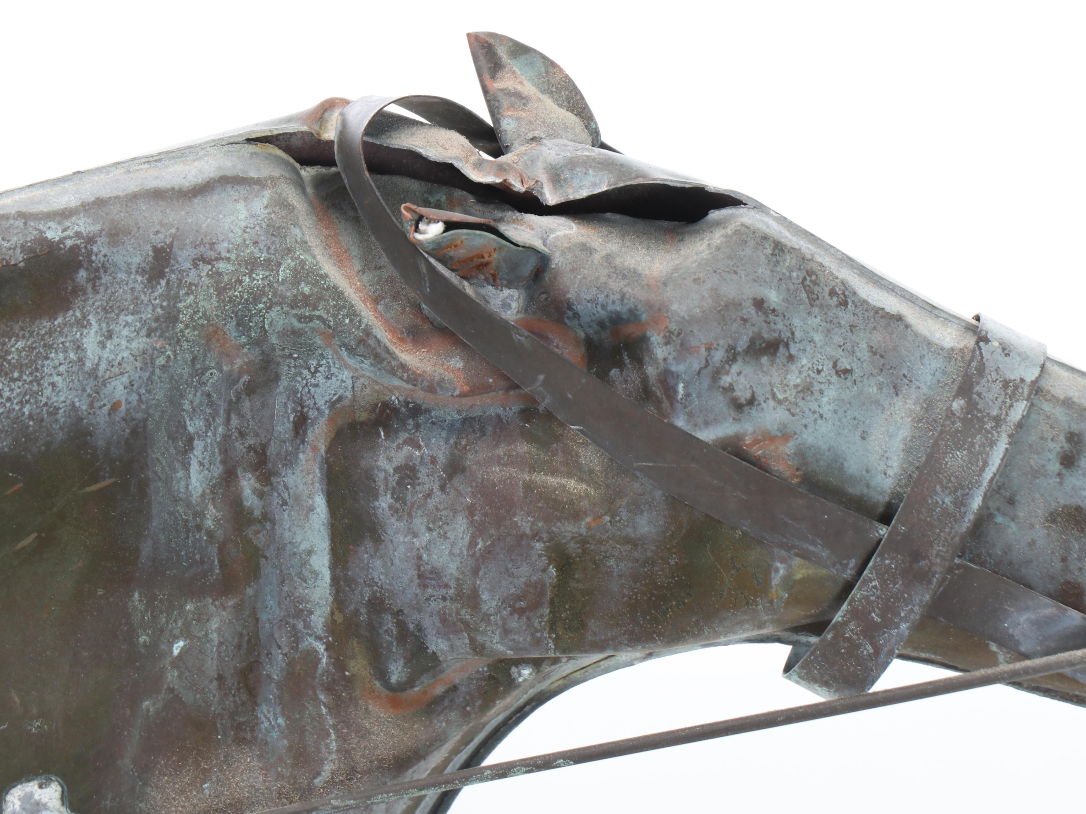 Patinated Copper Horse and Sulky Weatherwave