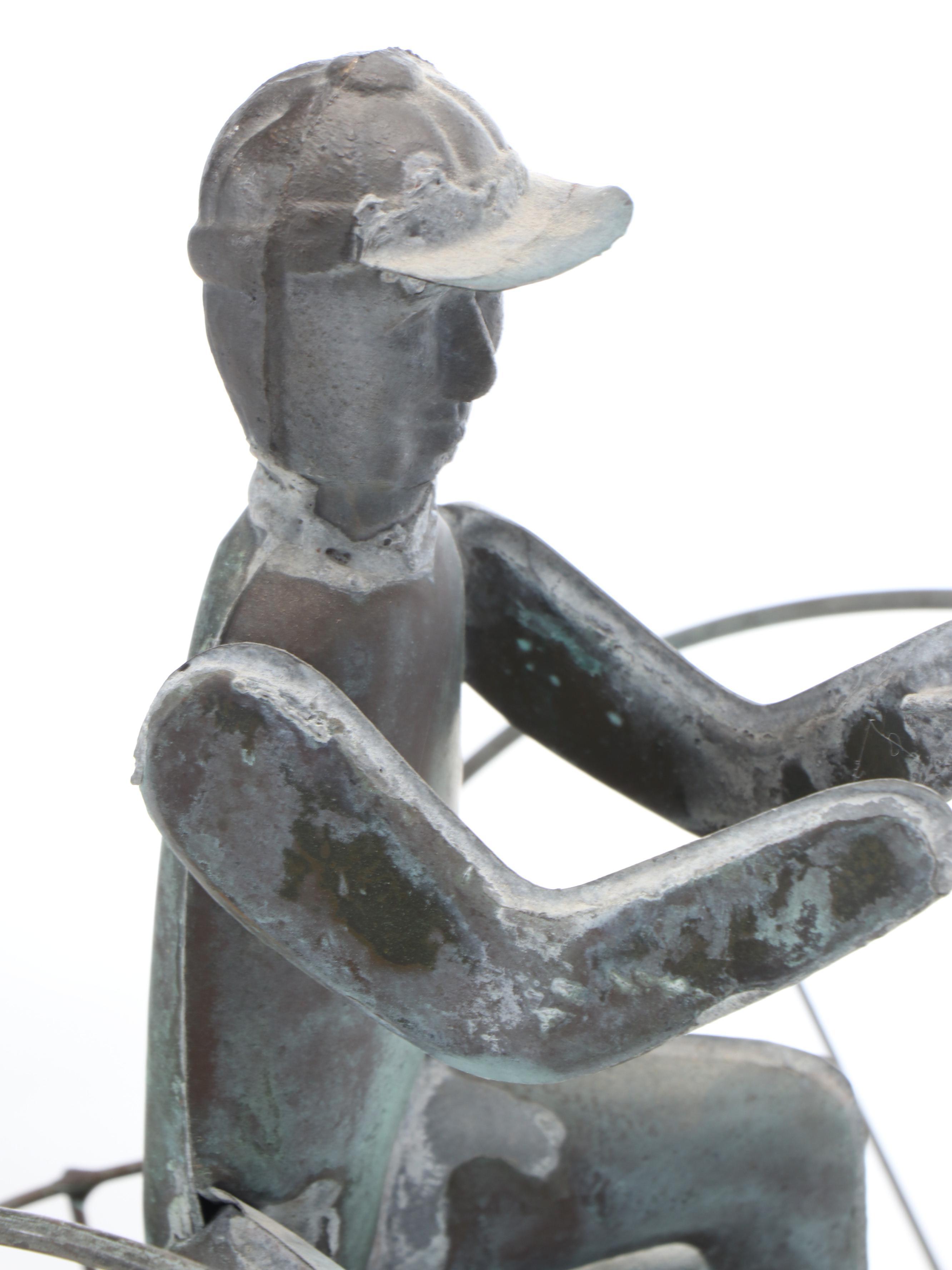 Patinated Copper Horse and Sulky Weatherwave