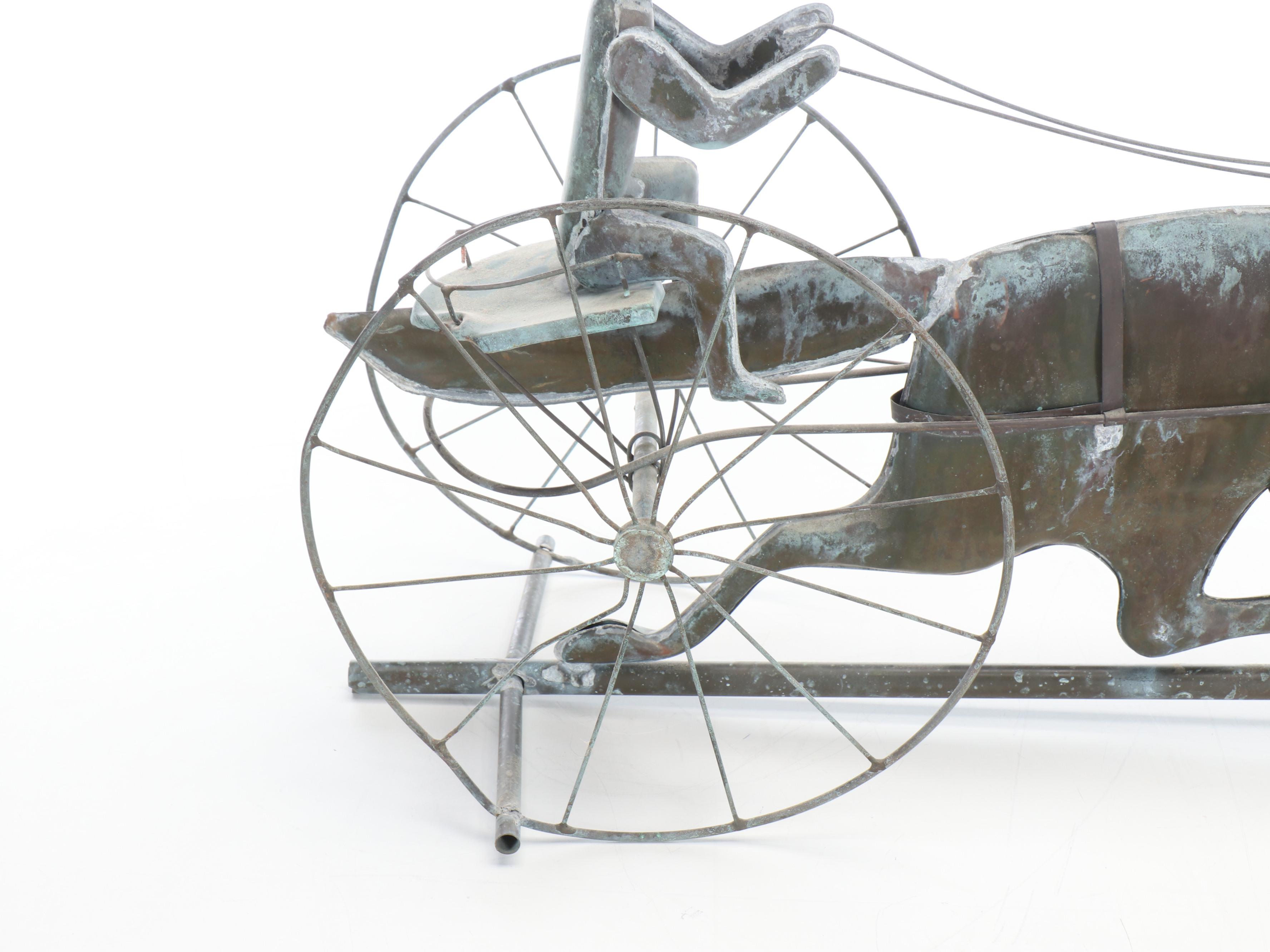 Patinated Copper Horse and Sulky Weatherwave