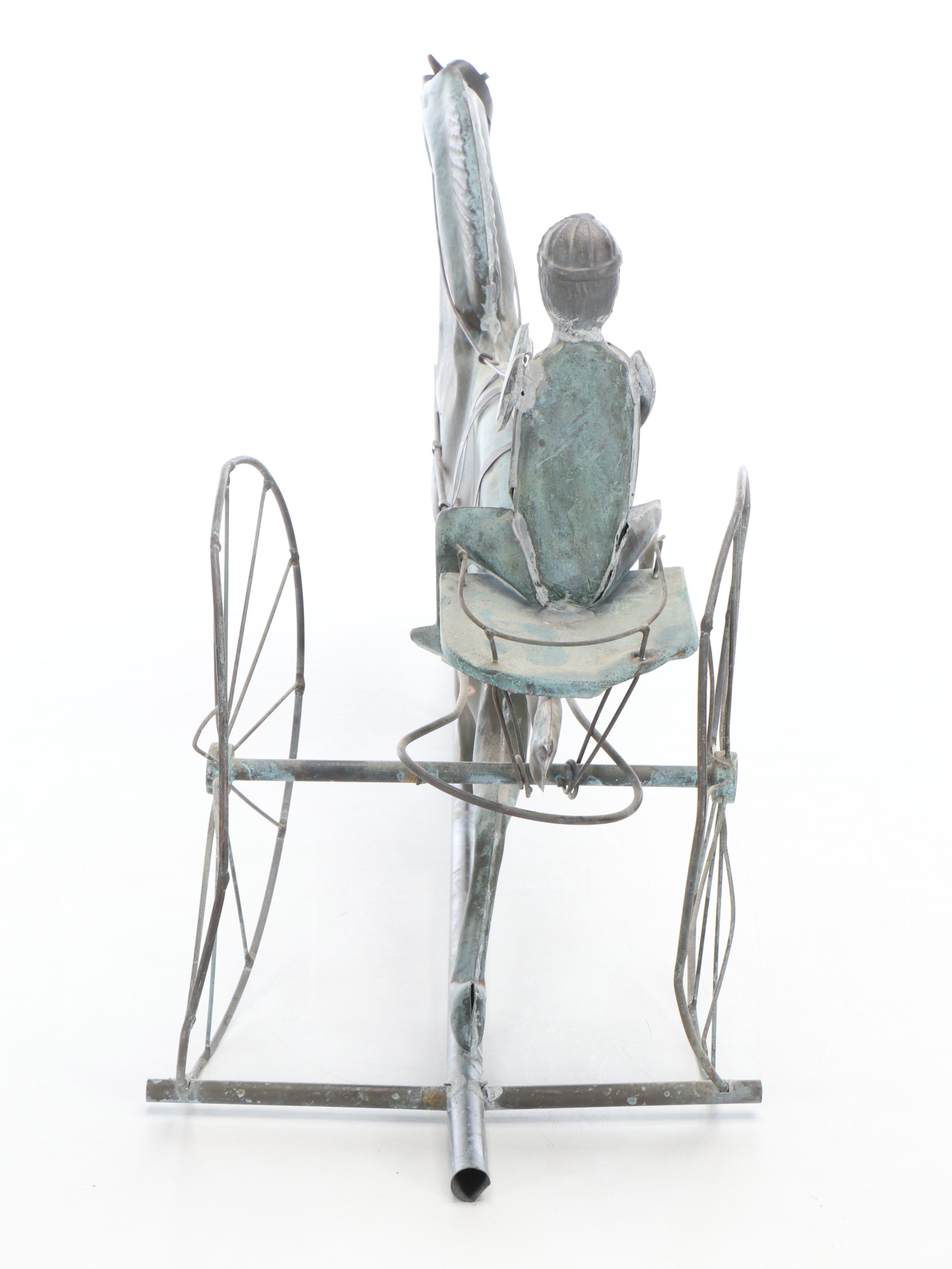 Patinated Copper Horse and Sulky Weatherwave