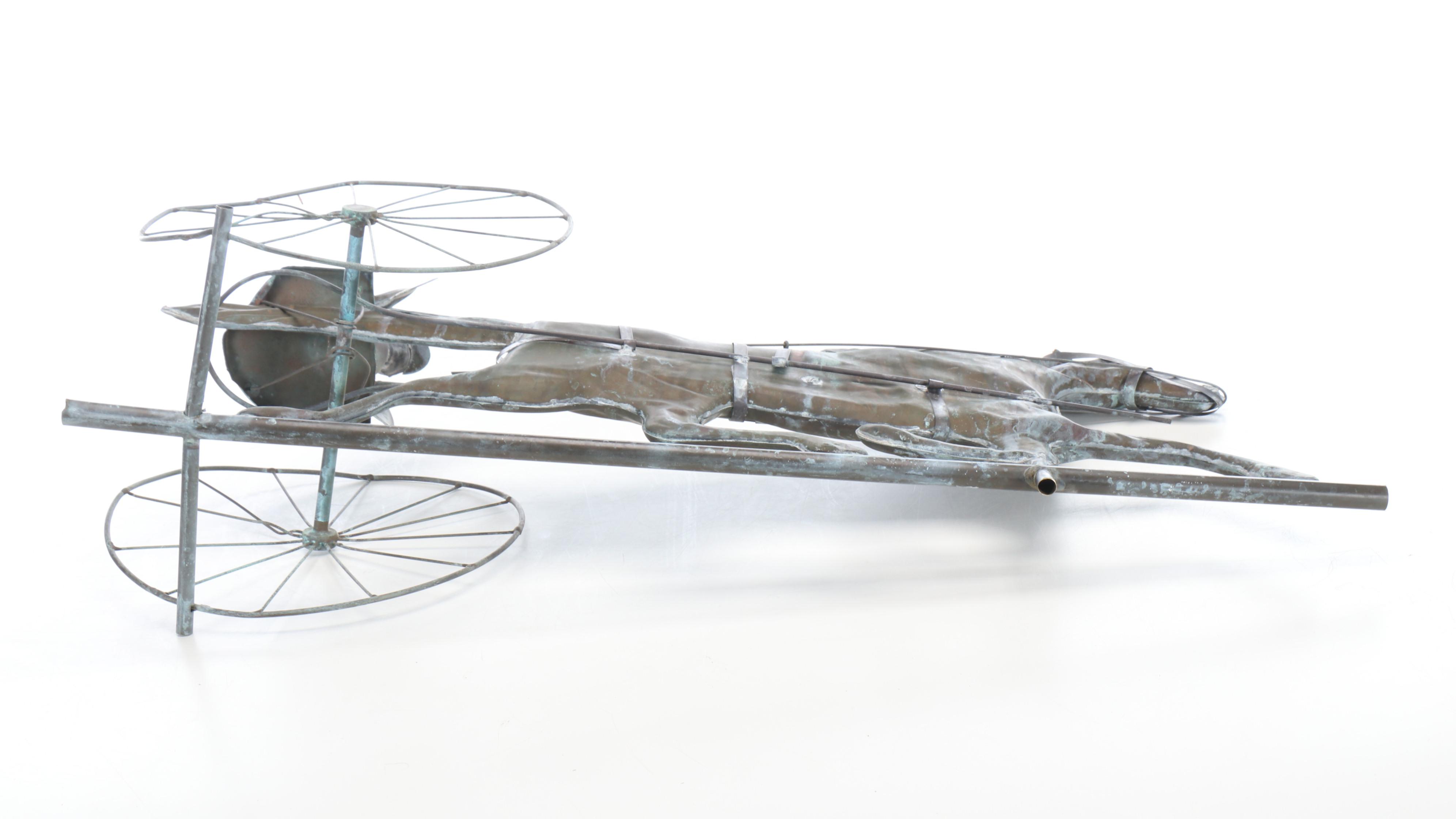 Patinated Copper Horse and Sulky Weatherwave