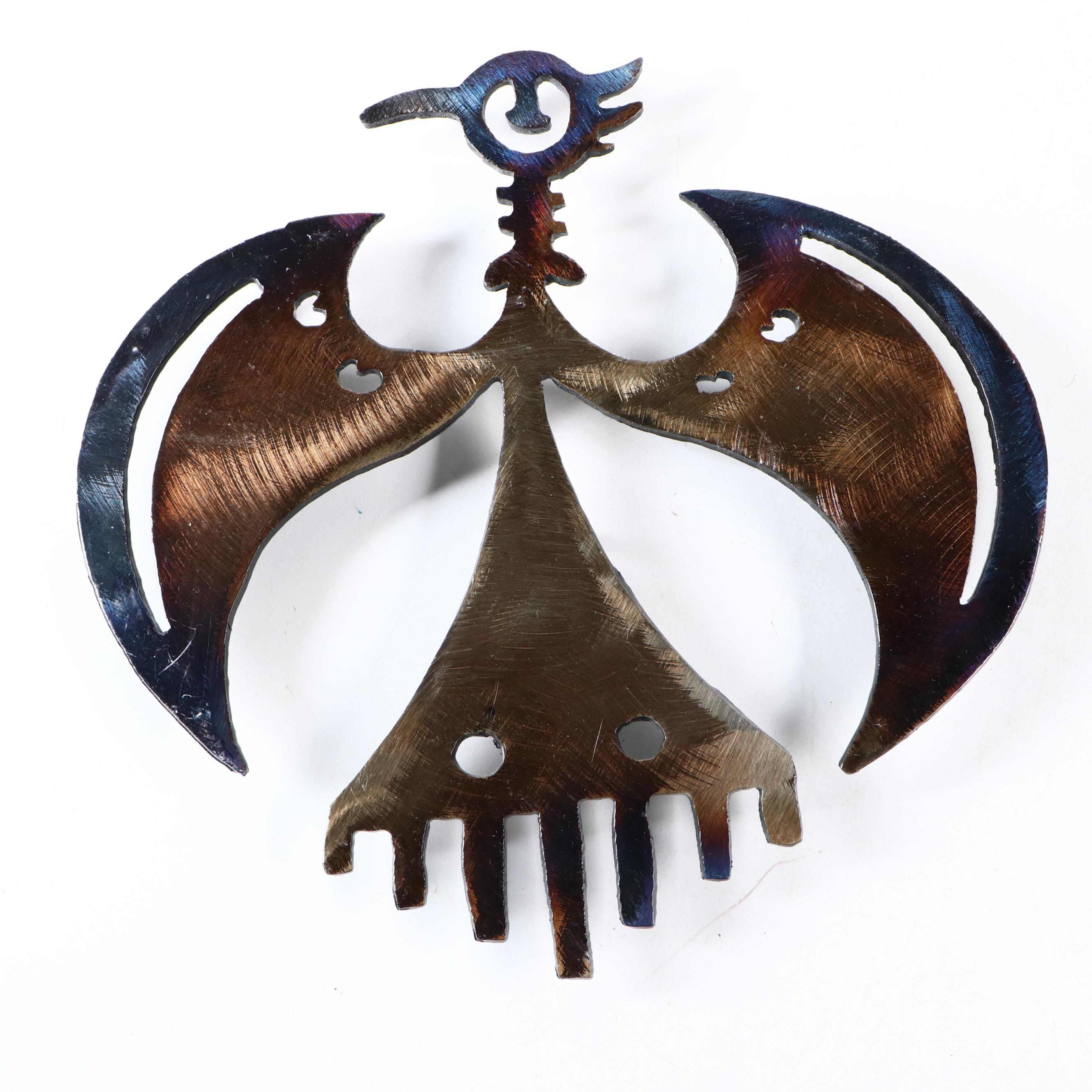 Southwestern Heat-Colored Metal Kokopelli, Peyote Bird & Buffalo Wall Hangings