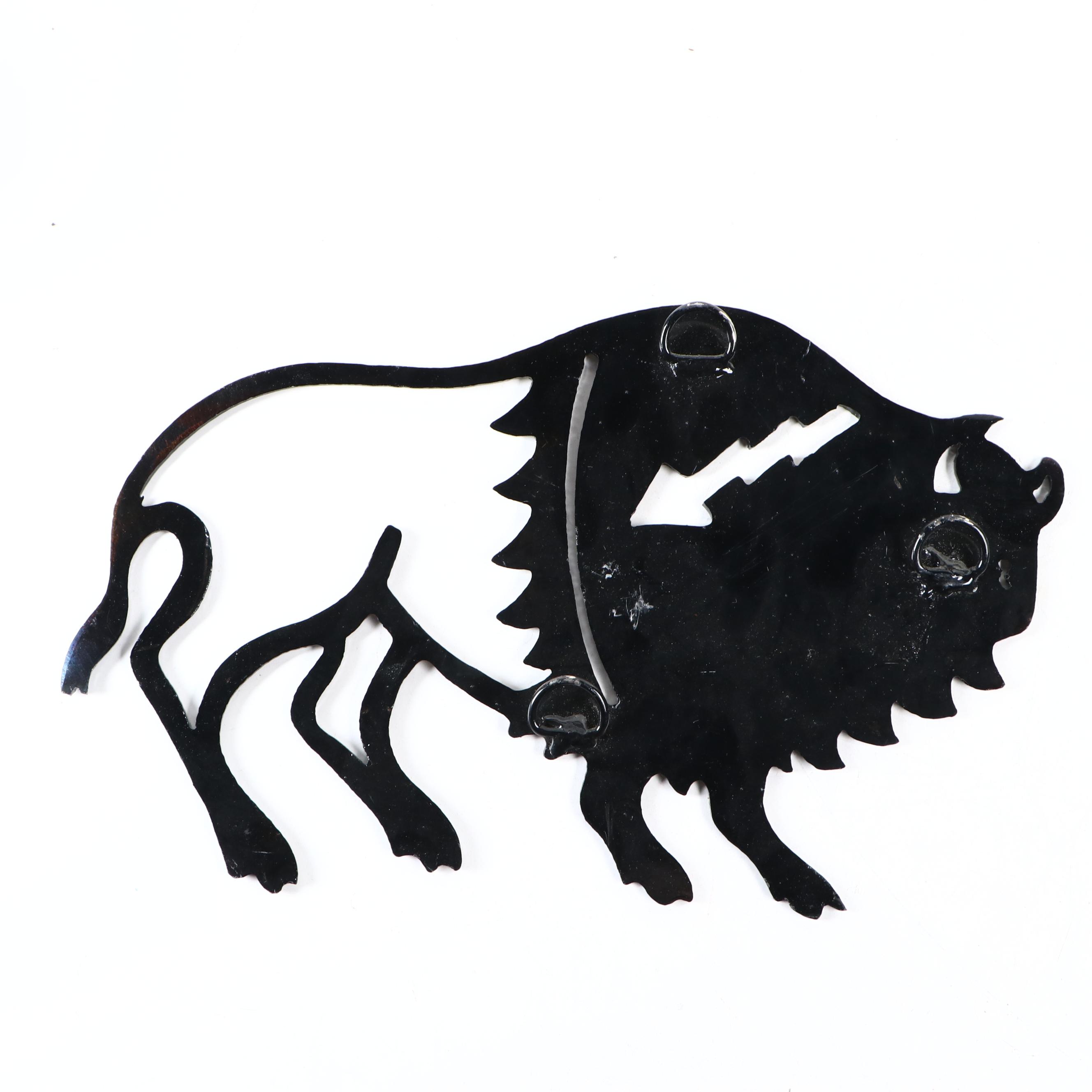 Southwestern Heat-Colored Metal Kokopelli, Peyote Bird & Buffalo Wall Hangings