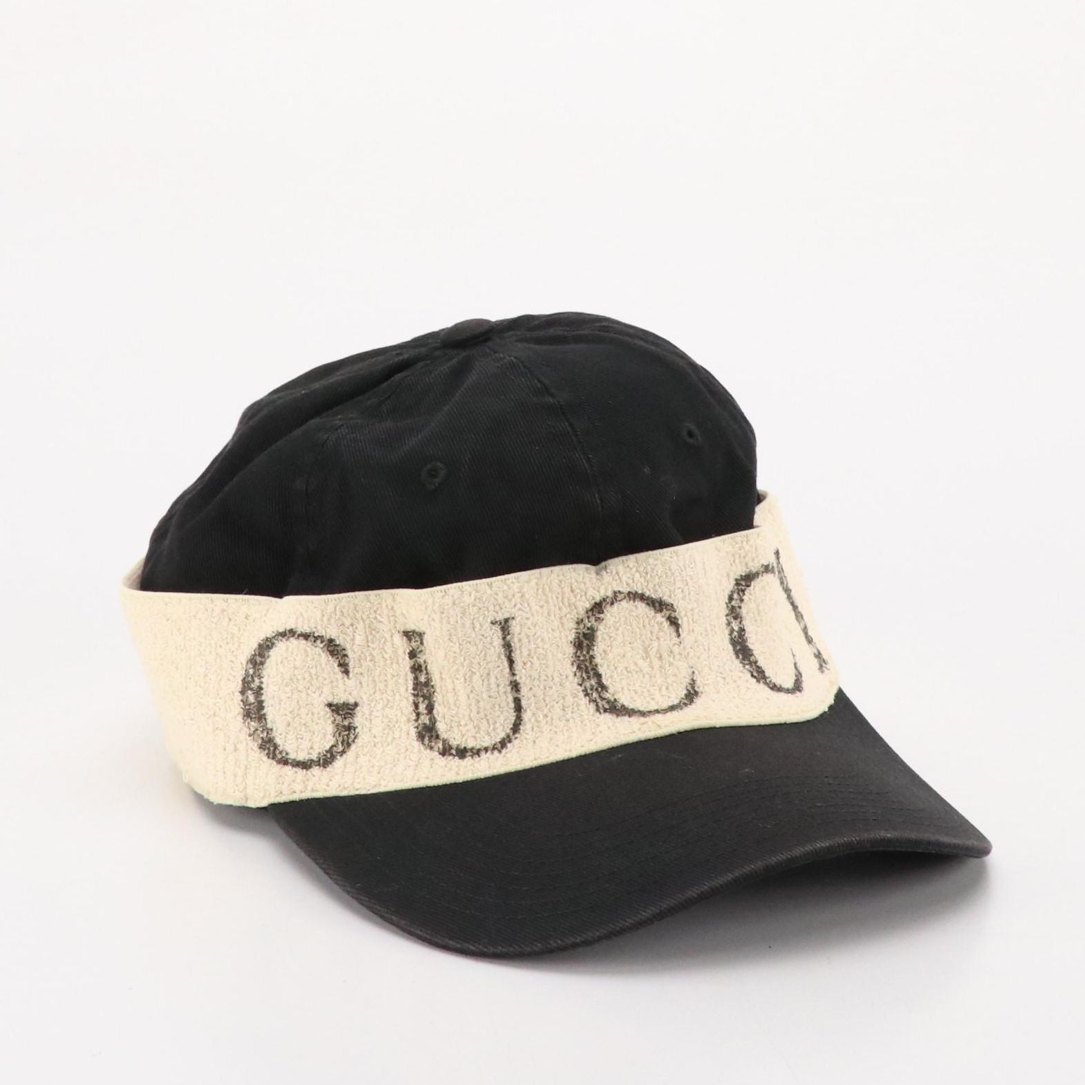 Gucci Gabardina Trim Canvas Baseball Hat in Black and White