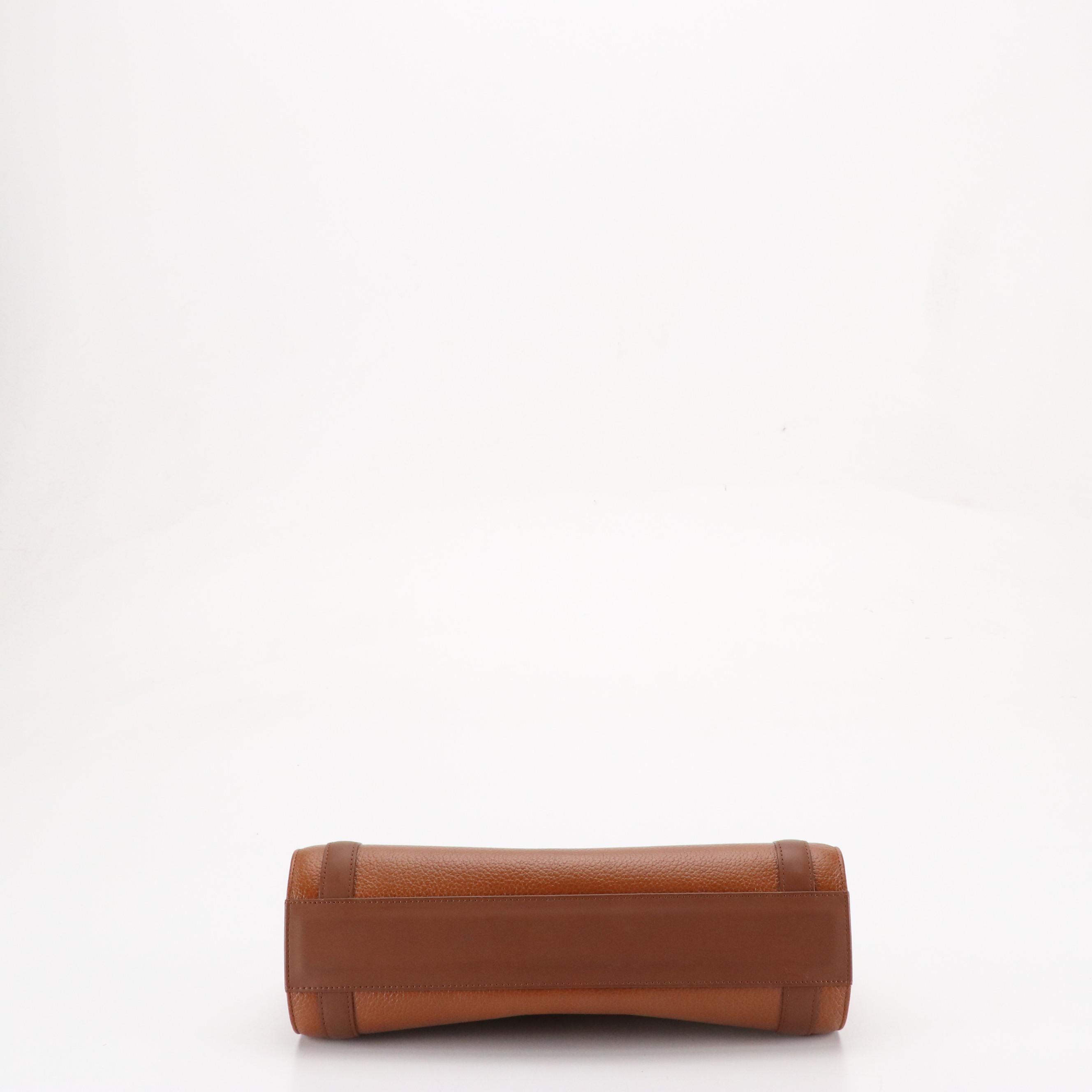 Burberrys Top Handle Handbag in Brown Grained and Smooth Leather