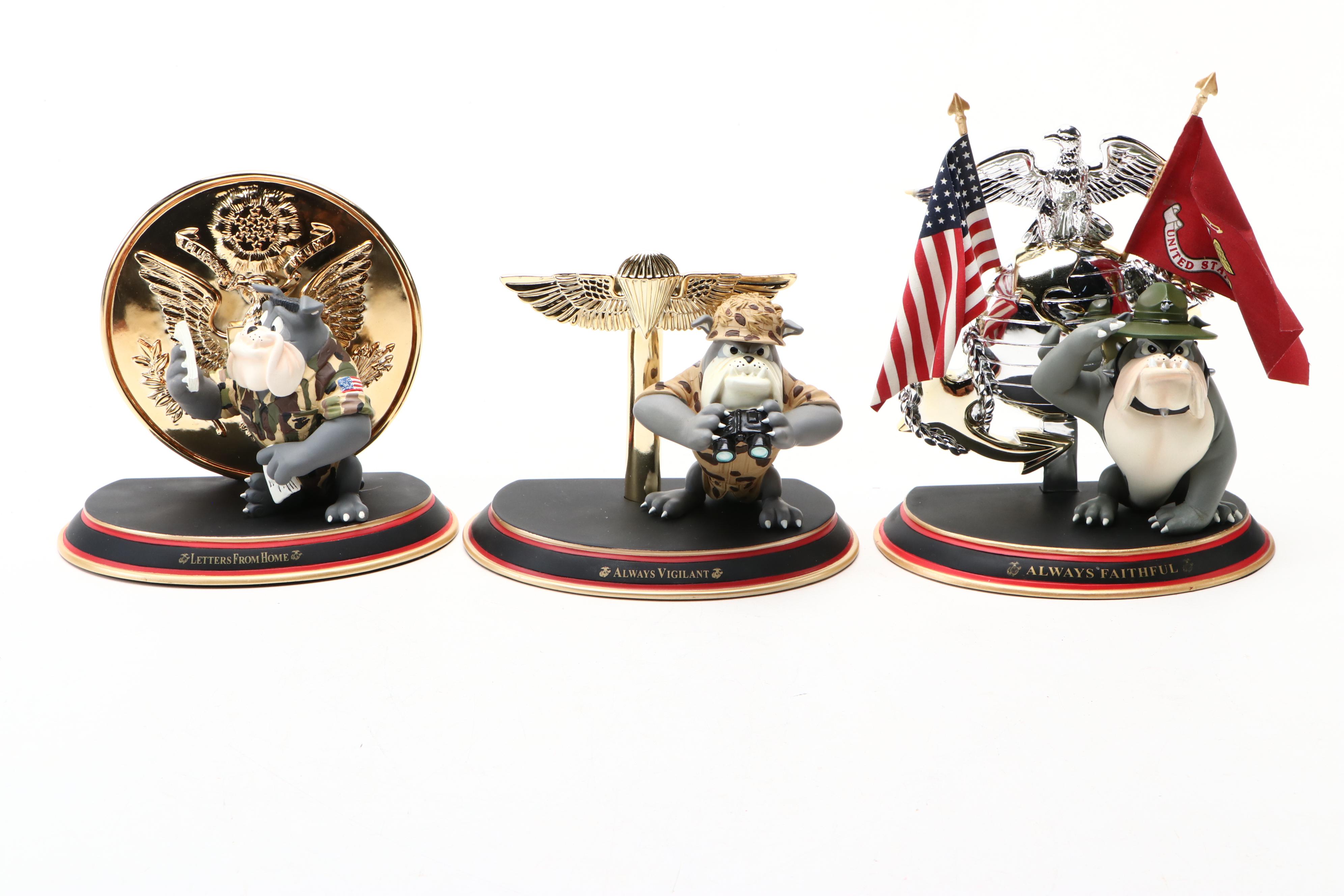 Bradford Exchange Marine Corps Bull Dog Figurines