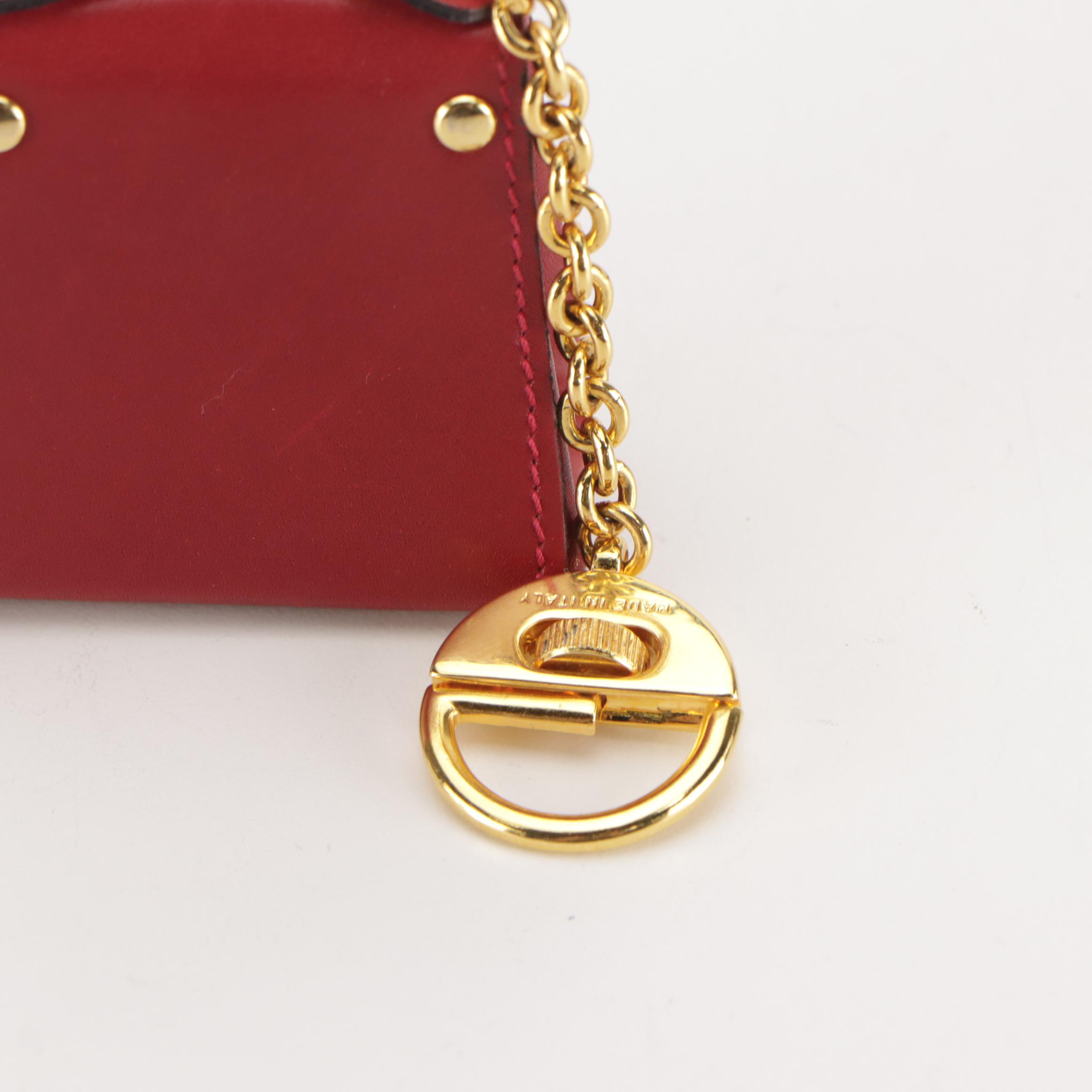 Salvatore Ferragamo Mini Flap Top Bag Purse Charm in Red Calfskin Leather