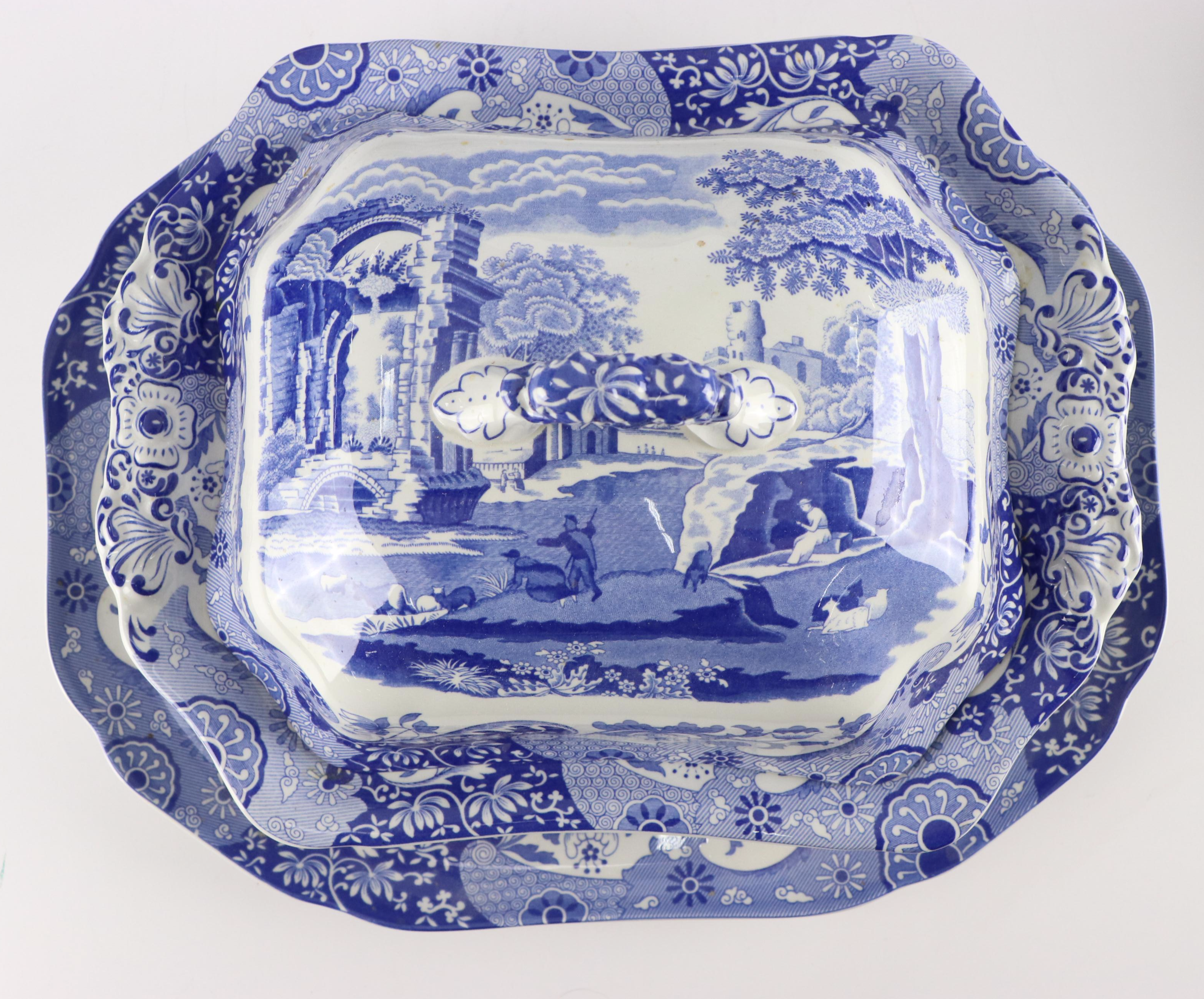 Spode "Italian" Blue and White Ceramic Dinnerware and Serving Pieces