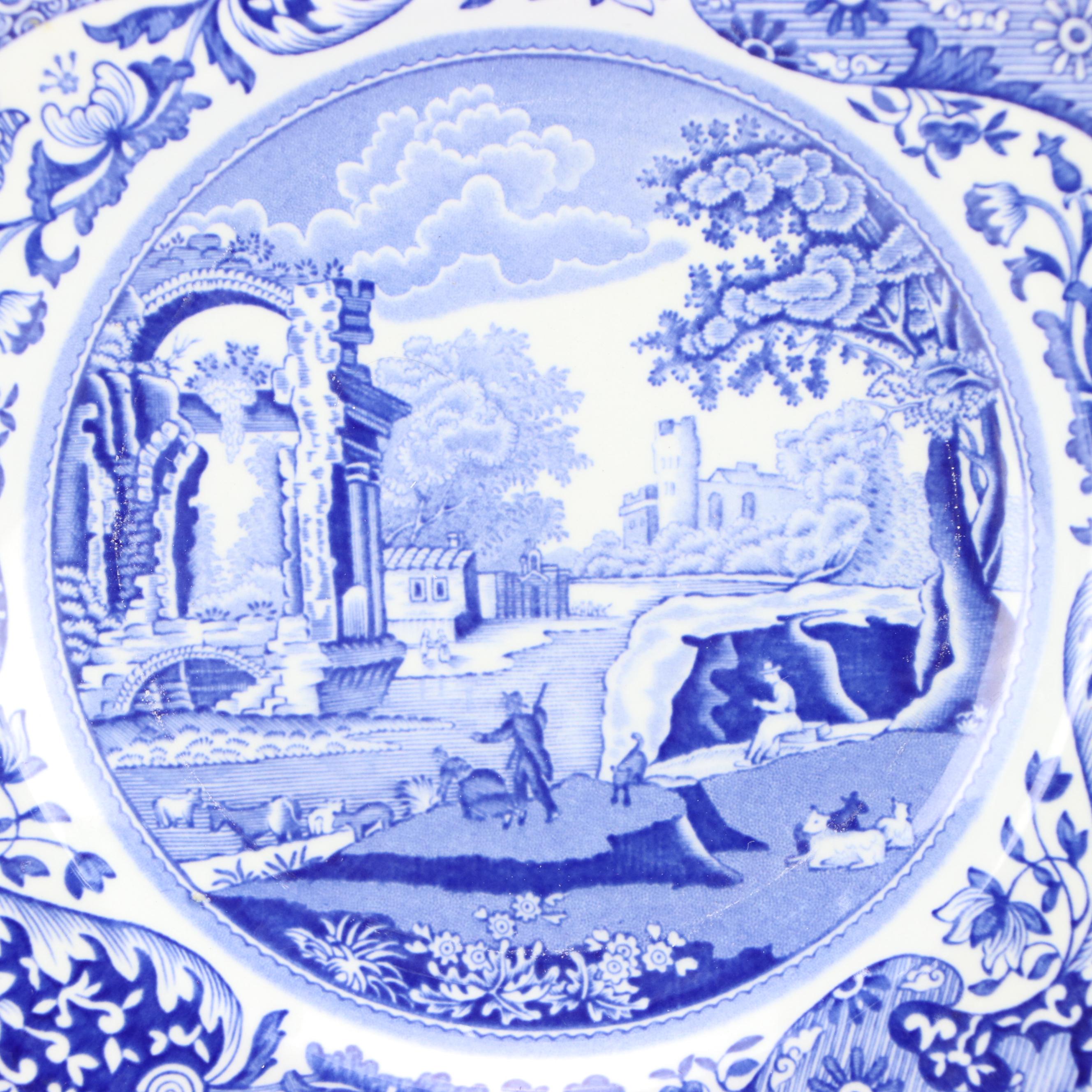 Spode "Italian" Blue and White Ceramic Dinnerware and Serving Pieces