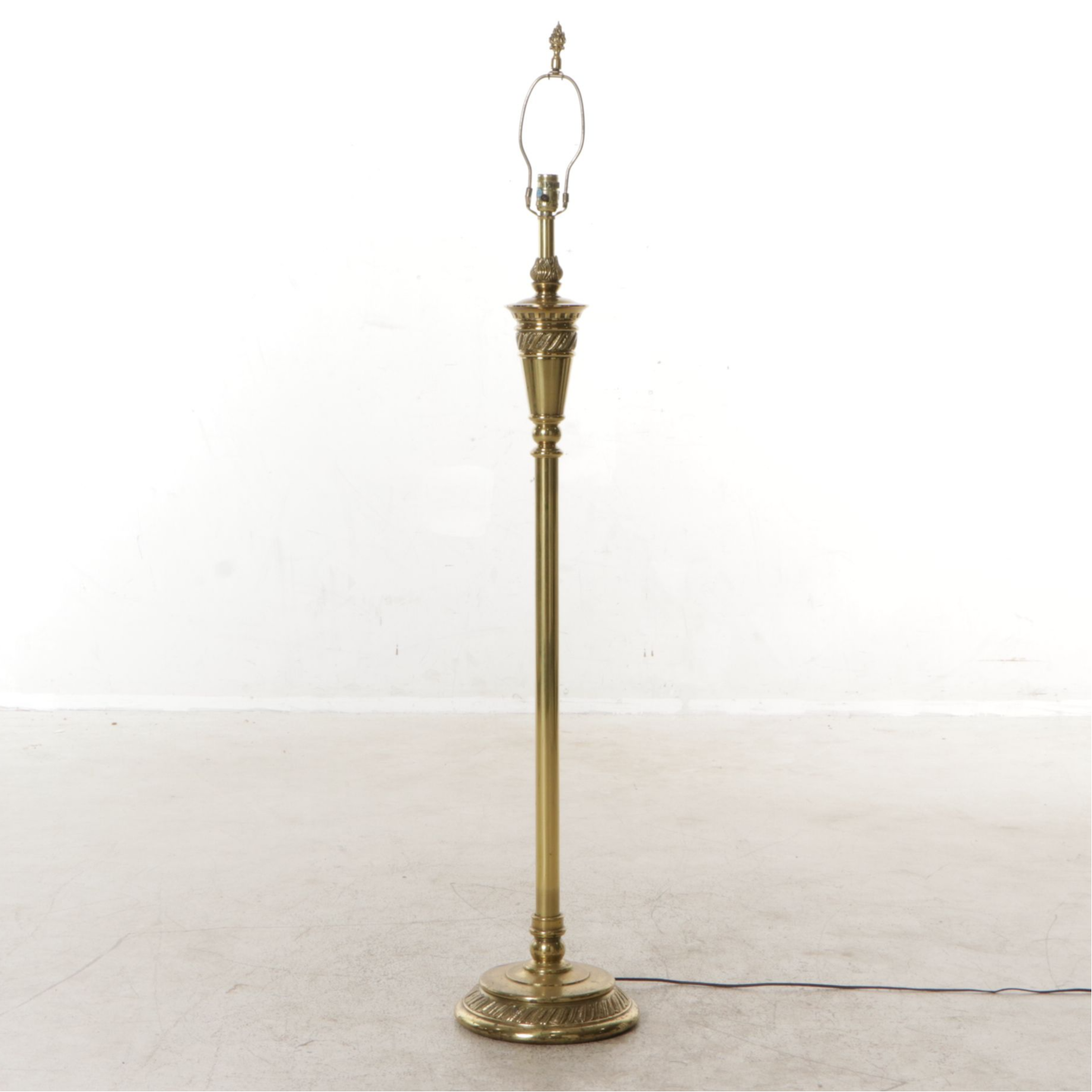 Stiffel Neoclassical Brass Floor Lamp with Pleated Fabric Shade