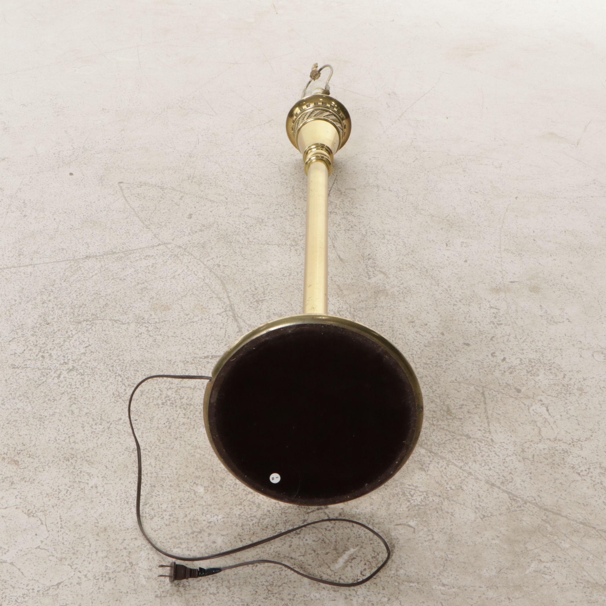 Stiffel Neoclassical Brass Floor Lamp with Pleated Fabric Shade