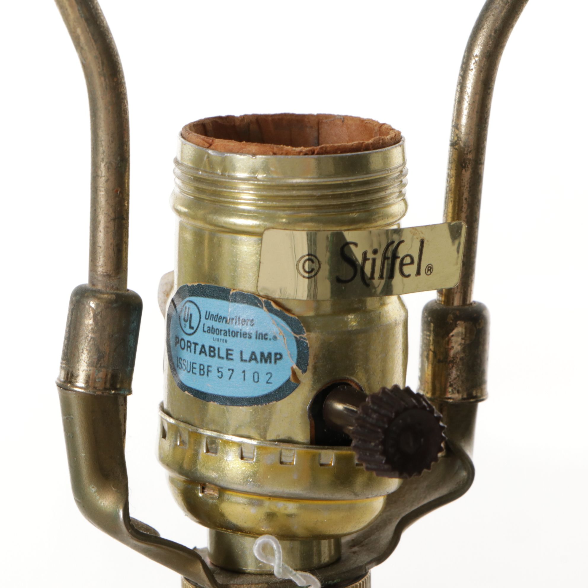 Stiffel Neoclassical Brass Floor Lamp with Pleated Fabric Shade