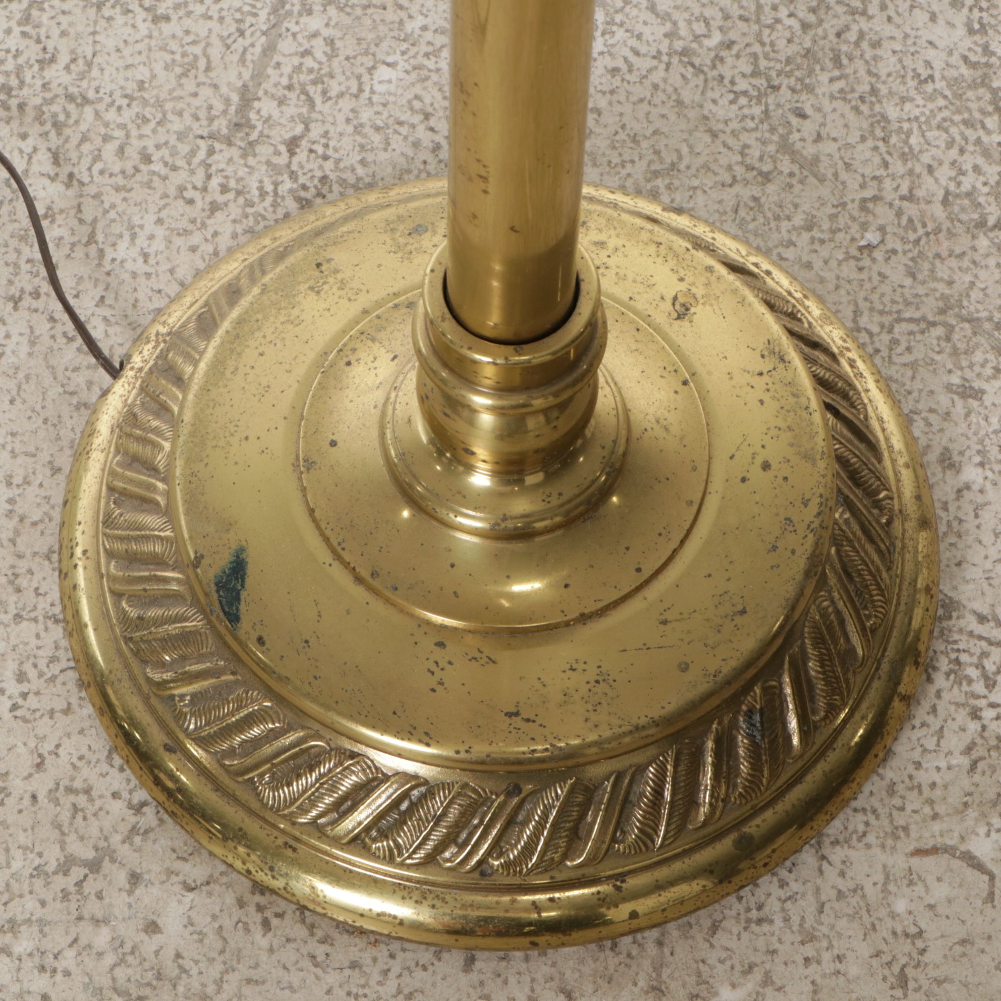 Stiffel Neoclassical Brass Floor Lamp with Pleated Fabric Shade