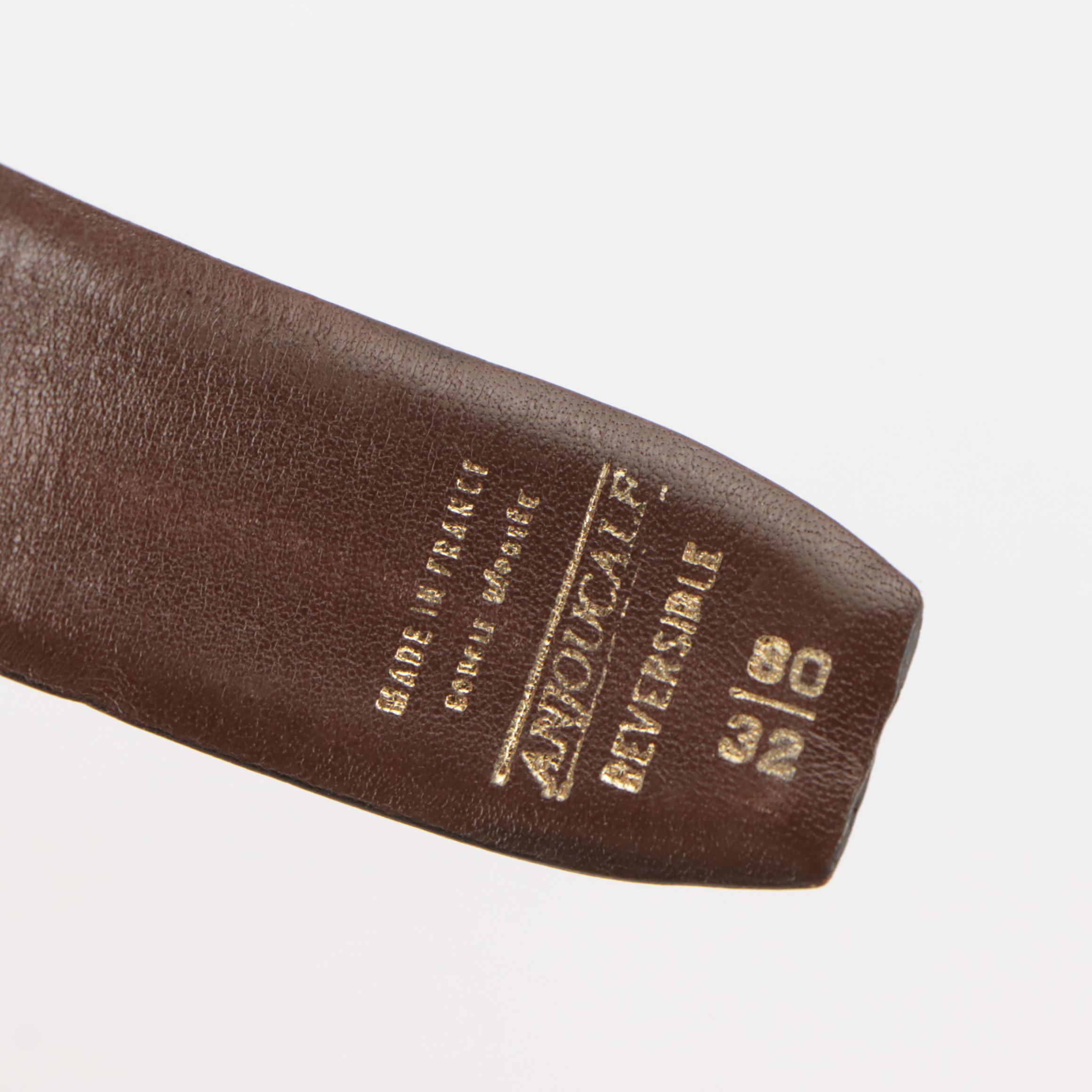 Chanel Gold Tone CC Buckle Reversible Belt in Brown Anjou Calf Leather