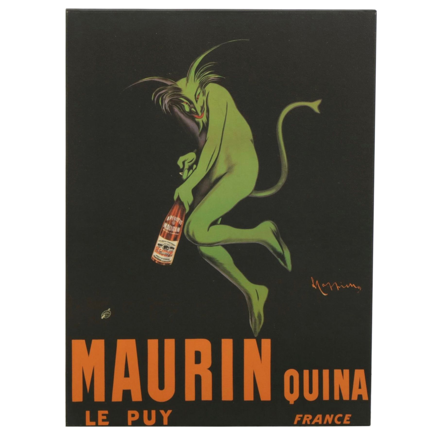 Offset Lithograph Advertising Poster on Canvas for Maurin Quina of France