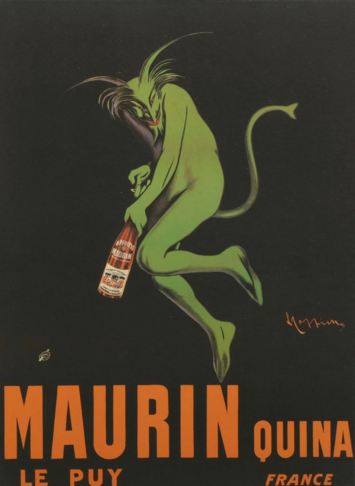 Offset Lithograph Advertising Poster on Canvas for Maurin Quina of France