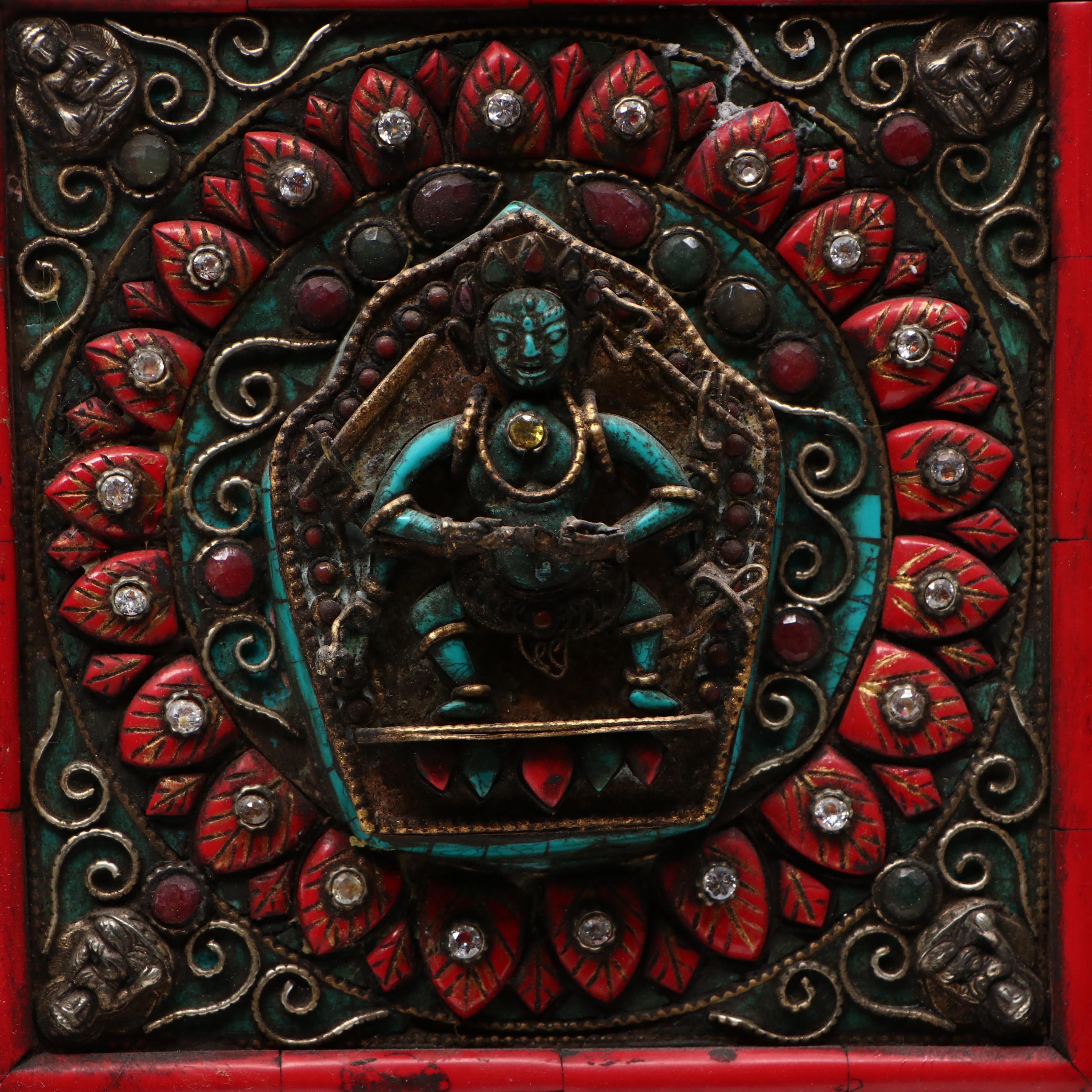 Buddhist Metal Mandala with Resin and Metal Mosaic