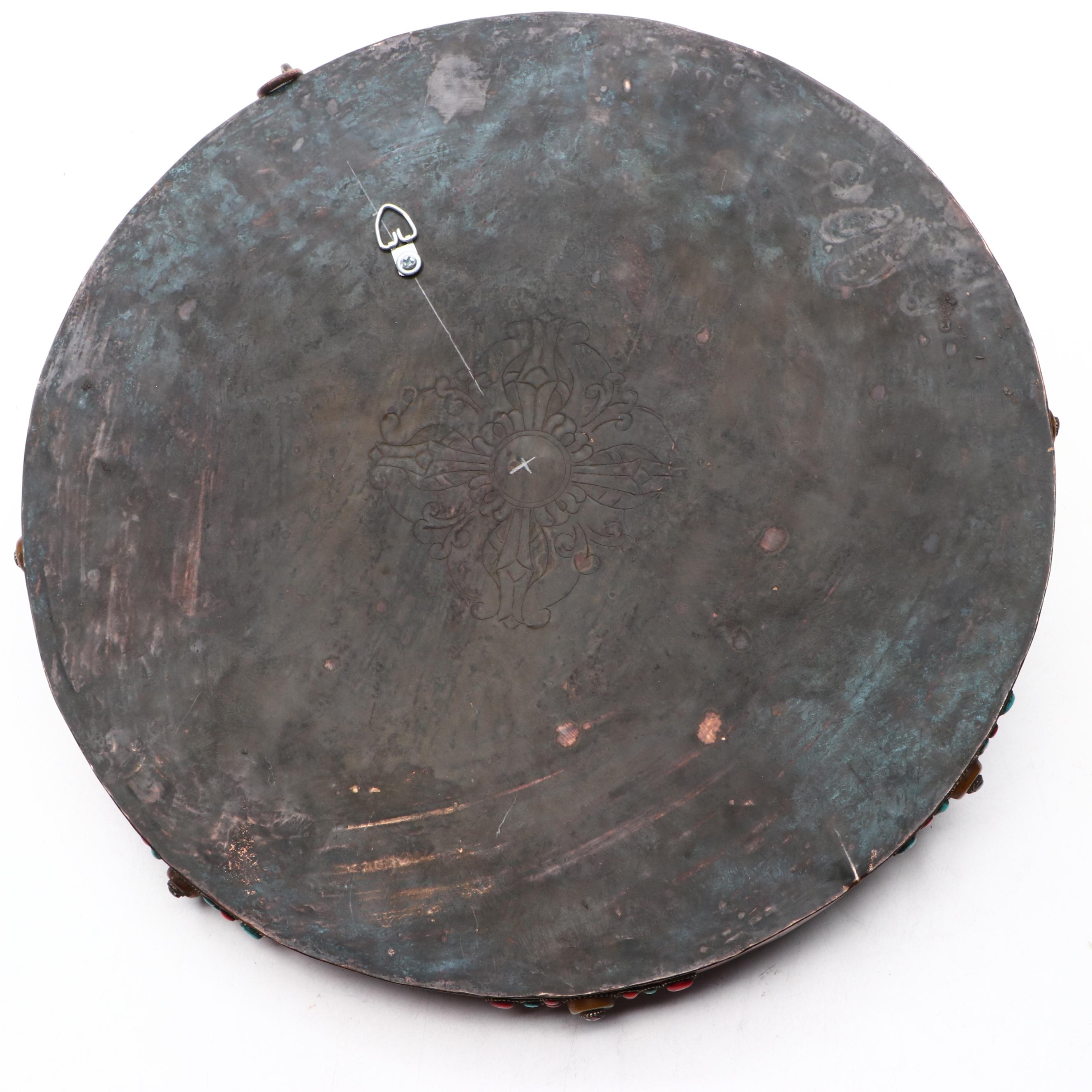 Buddhist Metal Mandala with Resin and Metal Mosaic