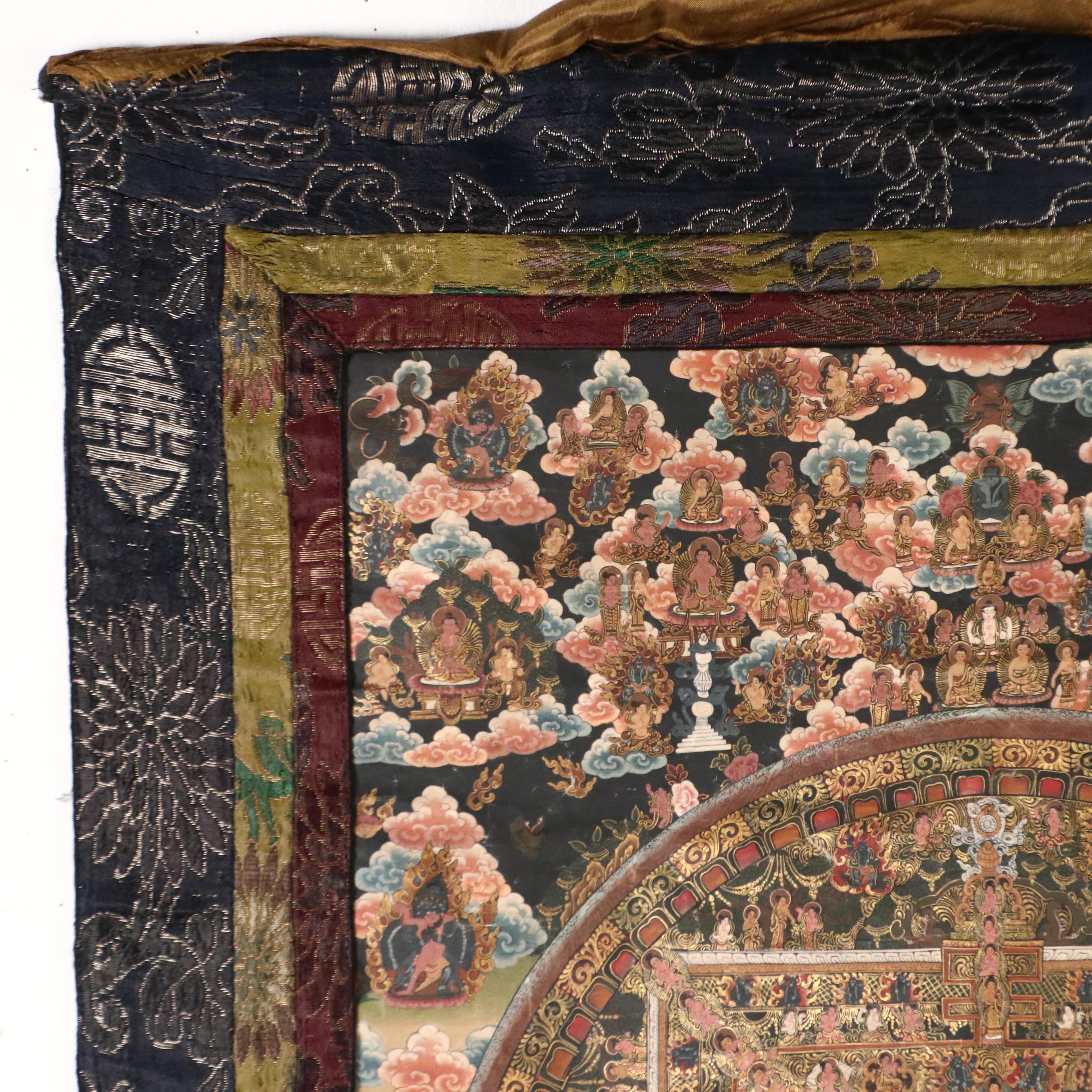 Nepalese Buddhist Mandala Thangka Gouache Painting