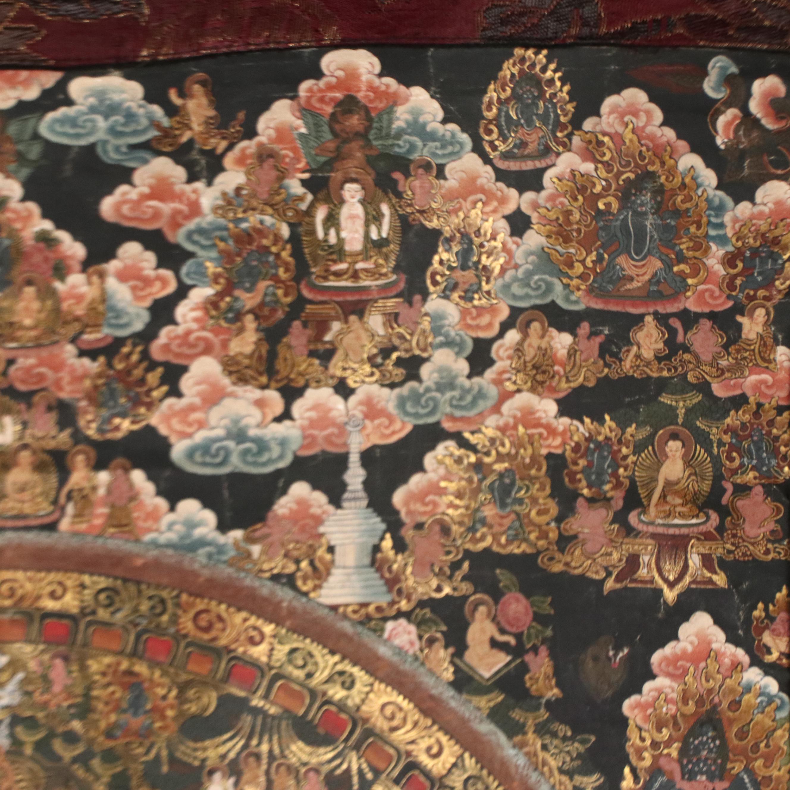 Nepalese Buddhist Mandala Thangka Gouache Painting