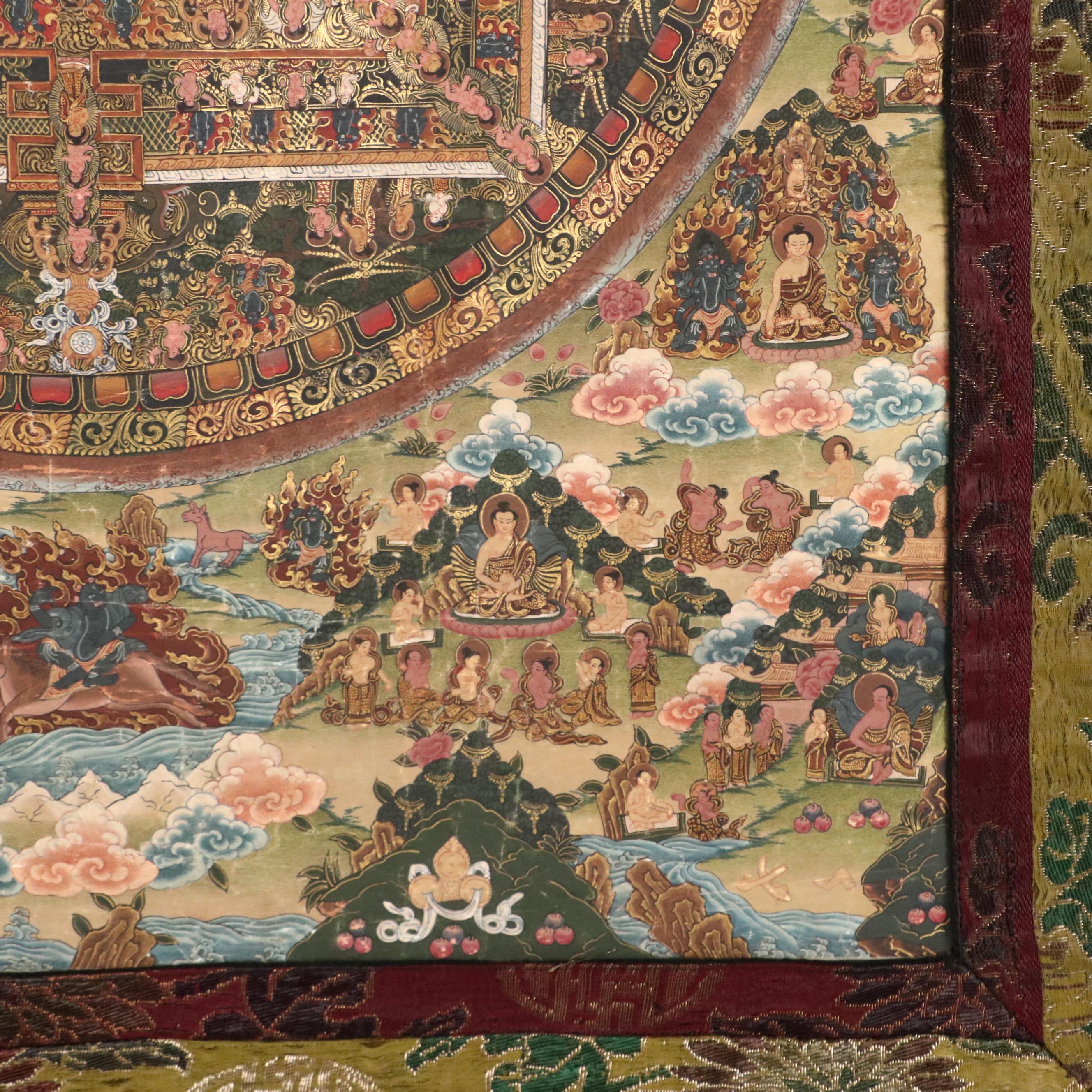 Nepalese Buddhist Mandala Thangka Gouache Painting