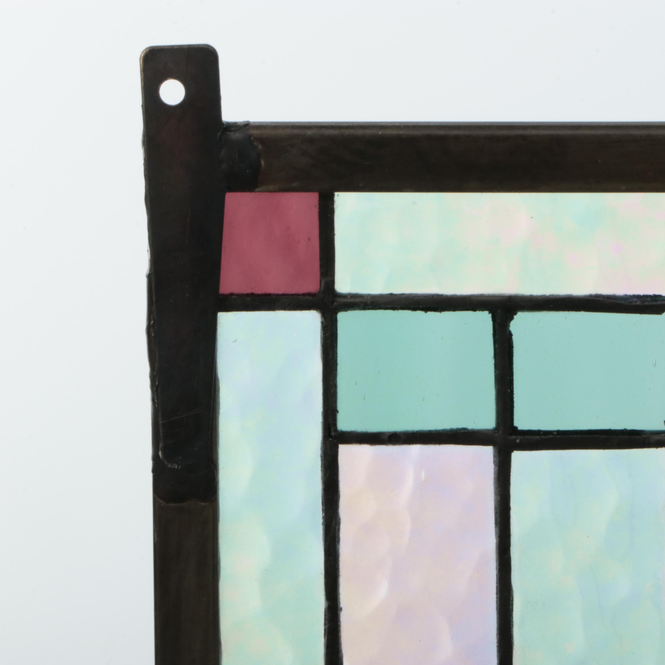 Arts & Crafts Style Geometric Stained Glass Panel