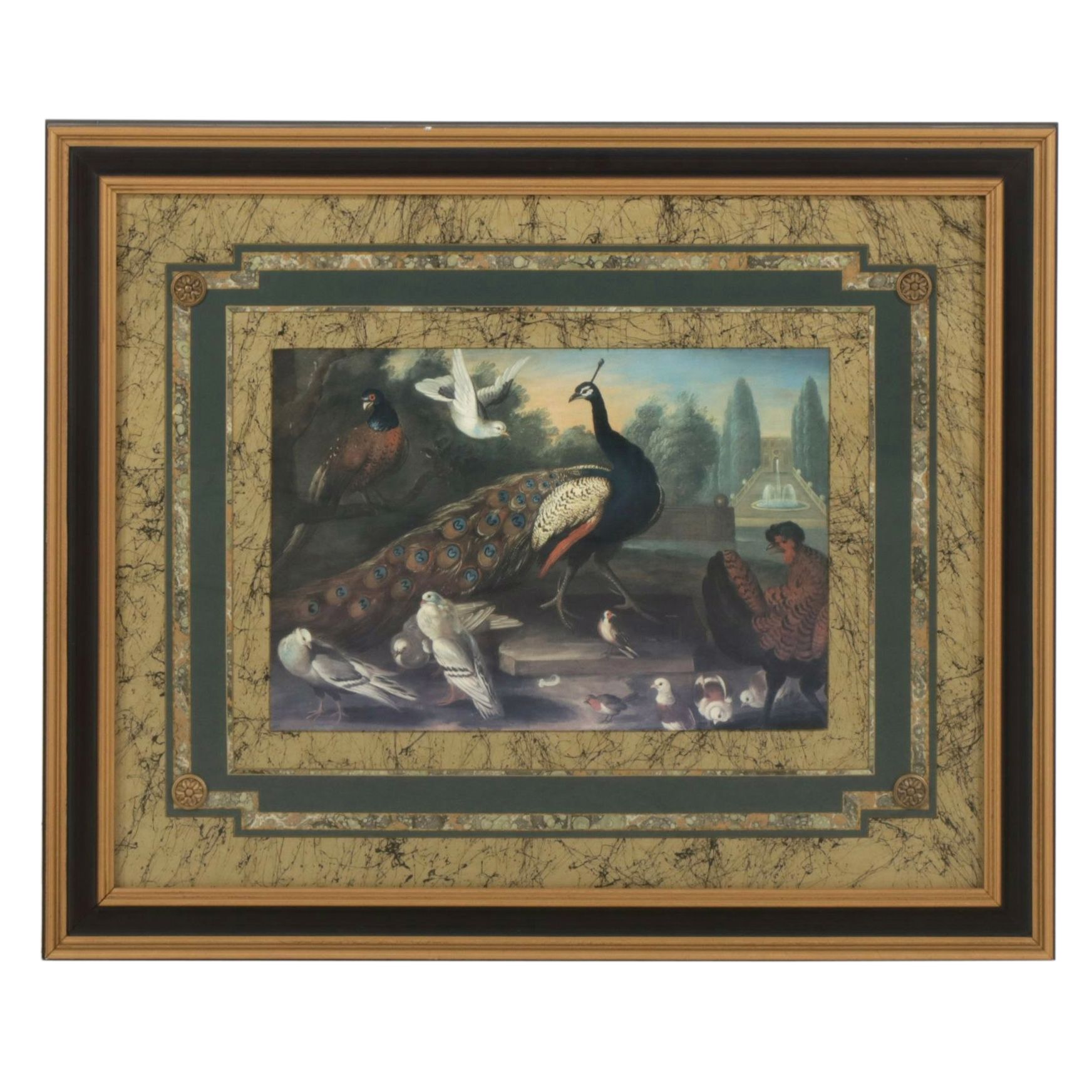 Offset Lithograph After Marmaduke Cradock "A Peacock and Other Birds..."