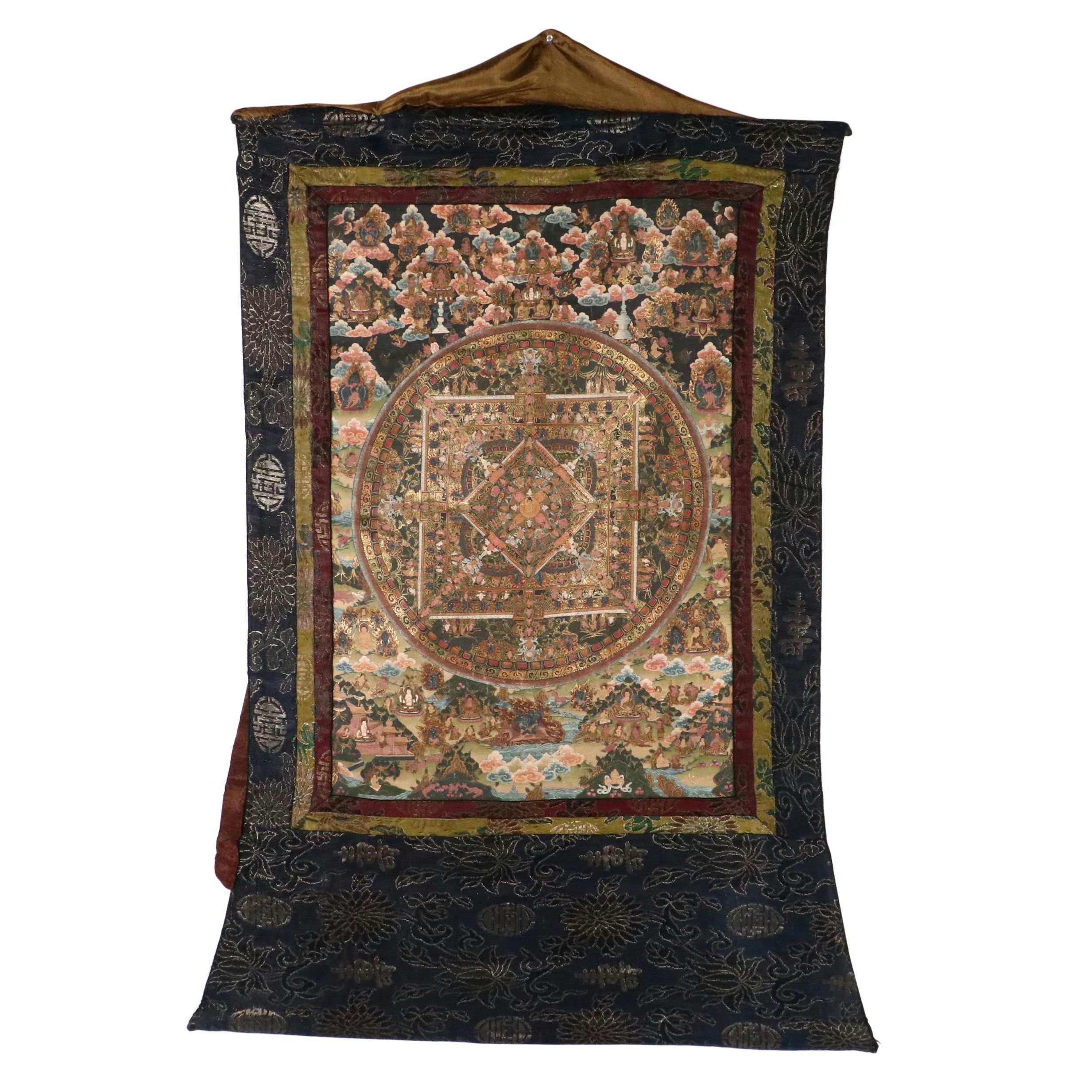 Nepalese Buddhist Mandala Thangka Gouache Painting