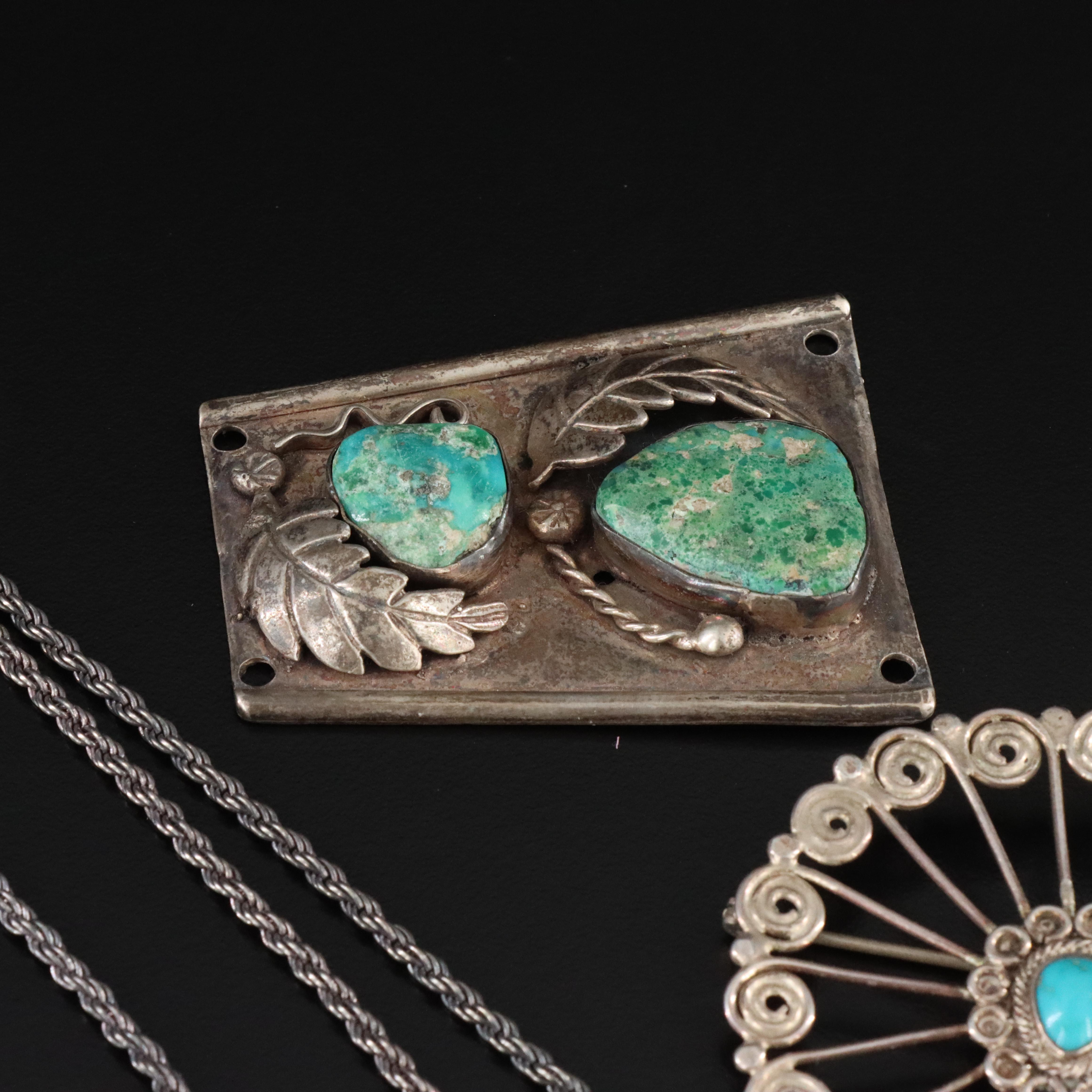 Western and Mexican Sterling Jewelry Collection Including Turquoise and Abalone