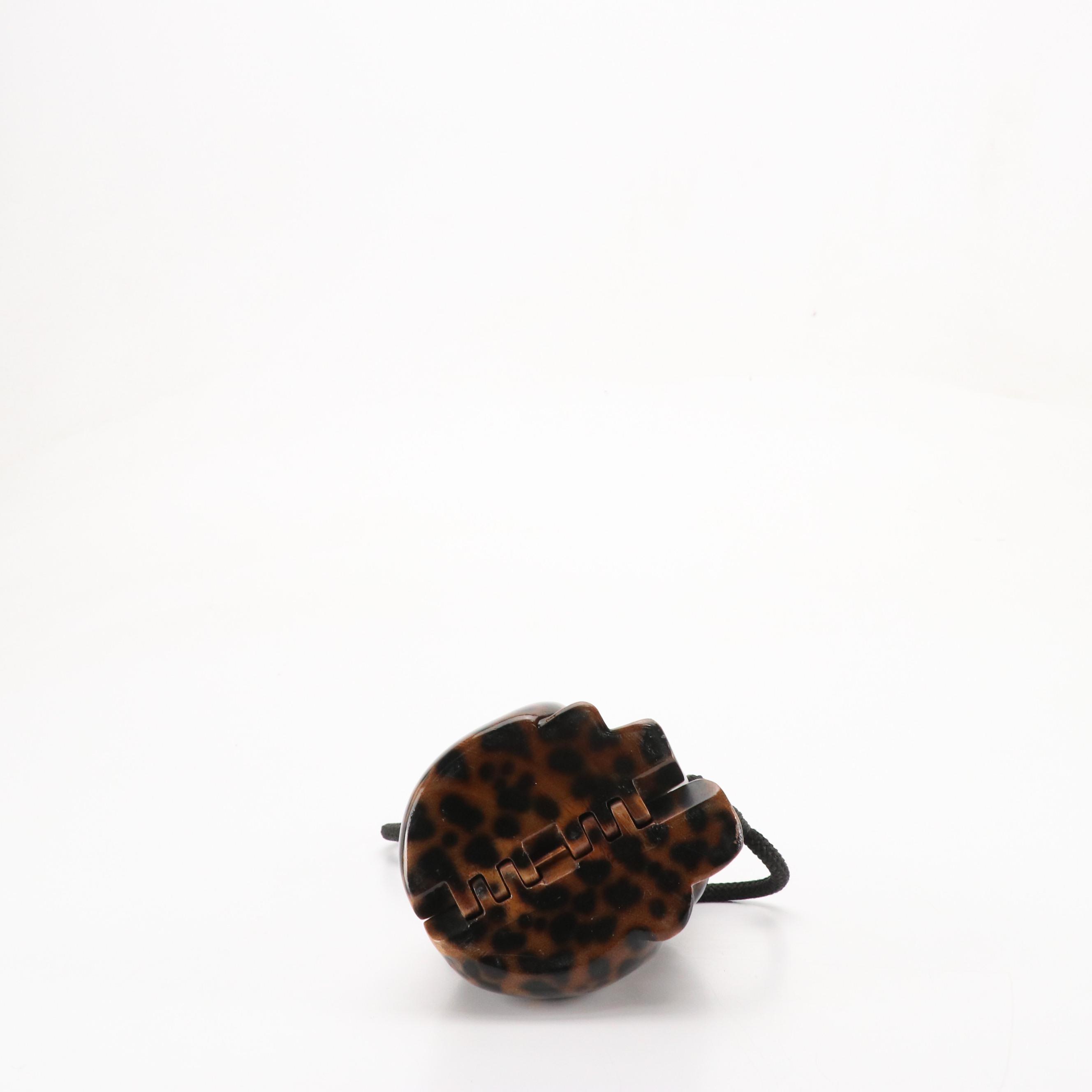 Timmy Woods Carved Acacia Wood Lioness Leopard Wearable Art Crossbody