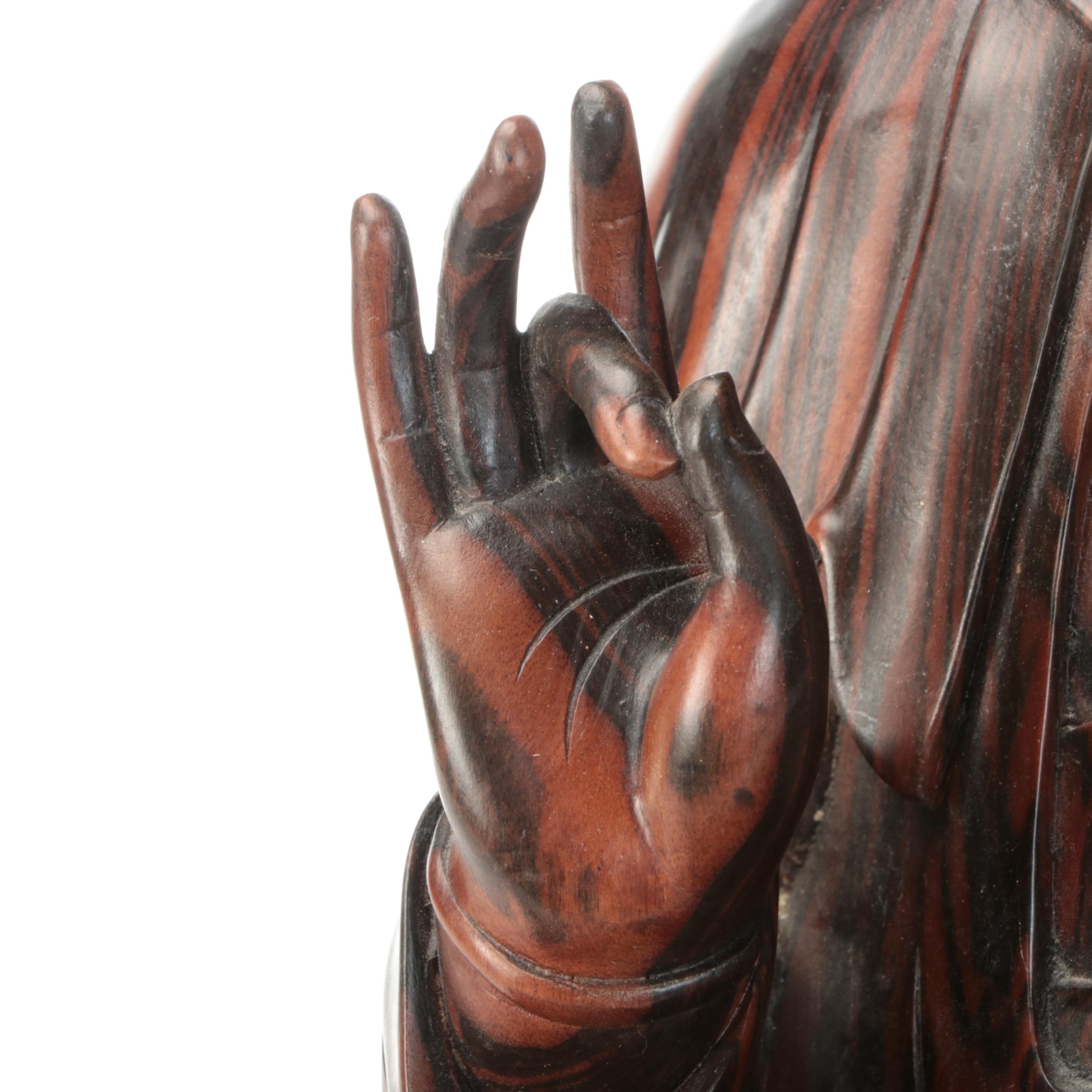 Southeast Asian Carved Rosewood Guanyin Bodhisattva Figure