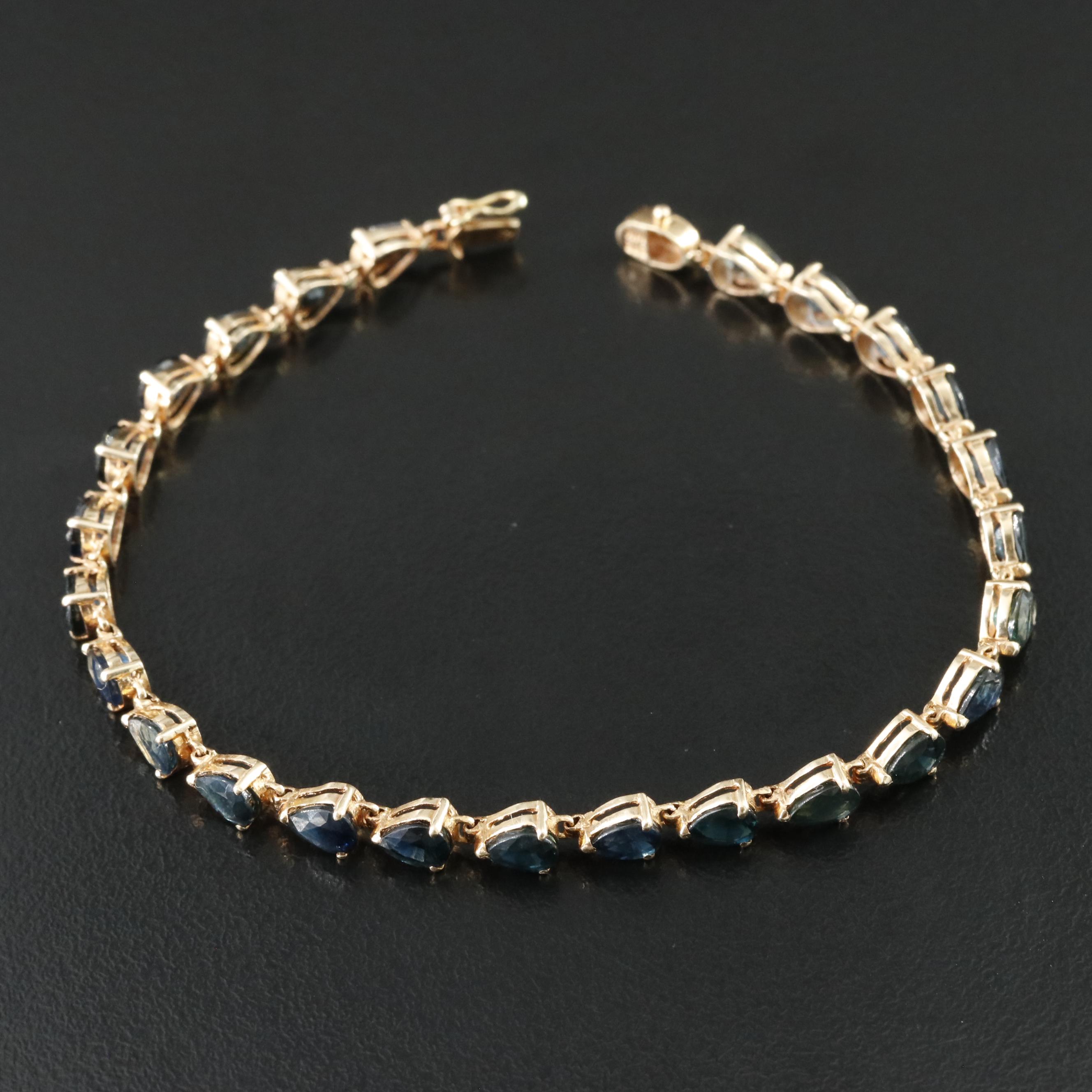 14K Sapphire Line Bracelet