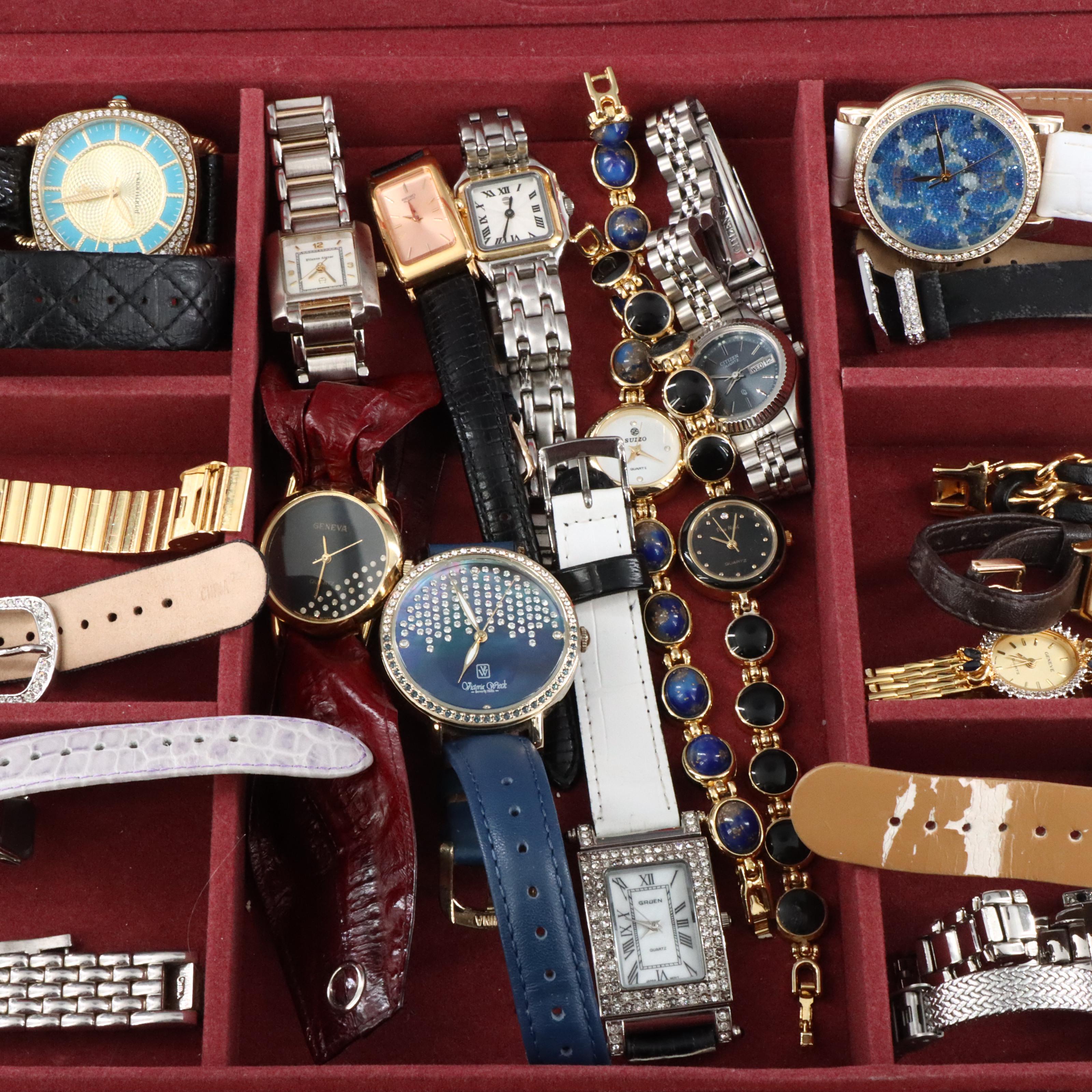 Collection of Quartz Dress Watches Featuring Seiko and Gruen