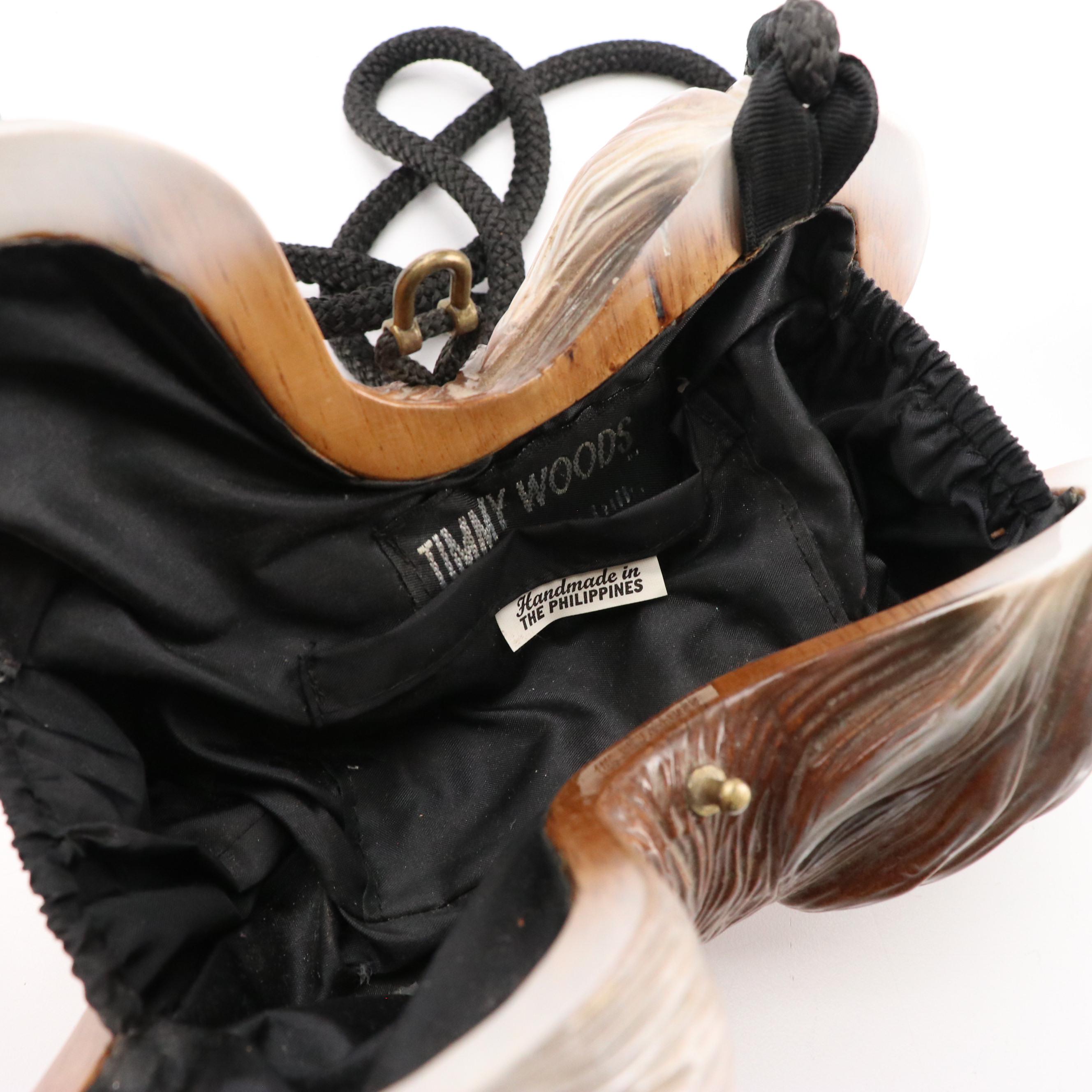 Timmy Woods Carved Acacia Wood Lhasa Apso Wearable Art Crossbody