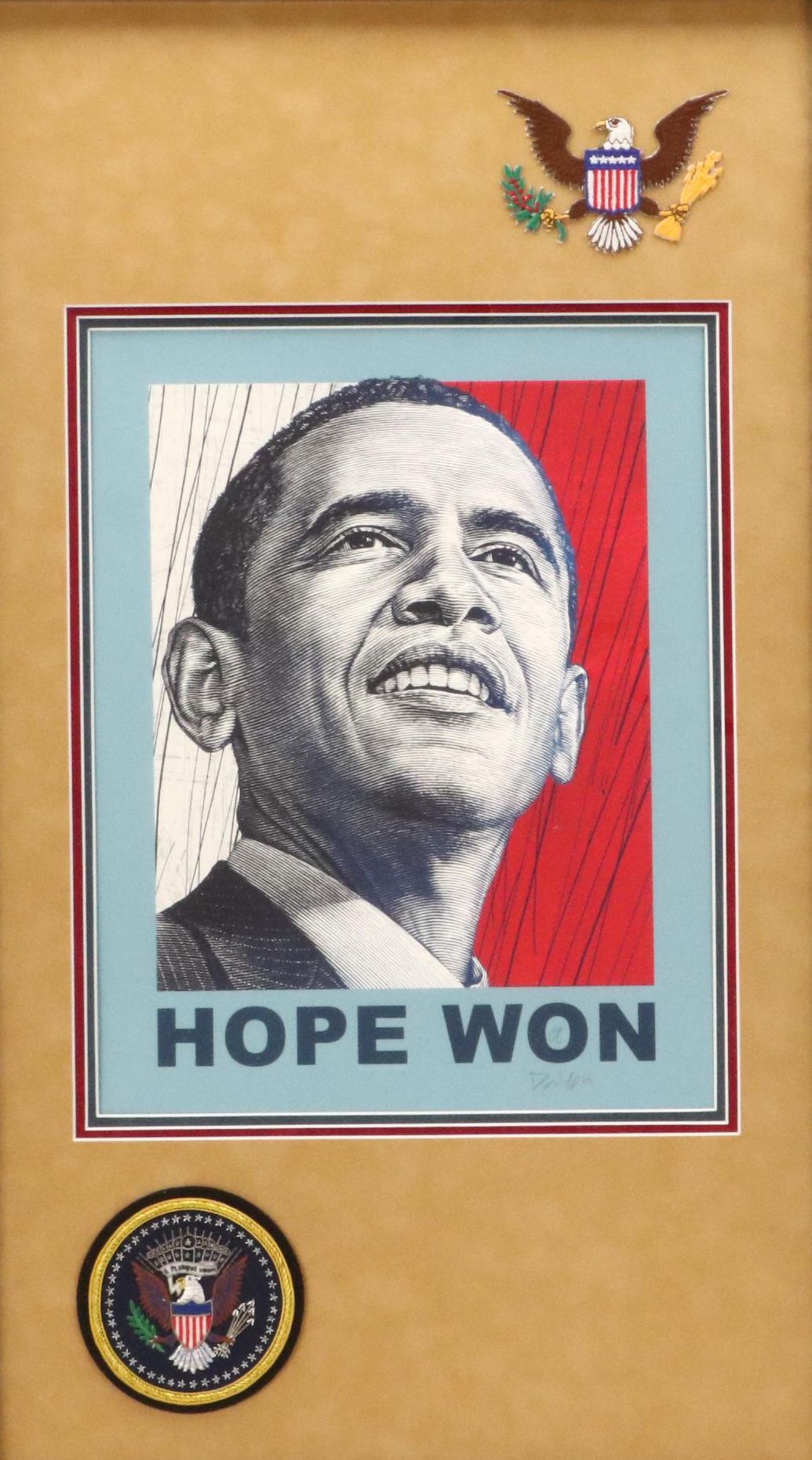 Antar Dayal Giclée "Hope Won," 2008; Embroidered Federal Eagle Patches