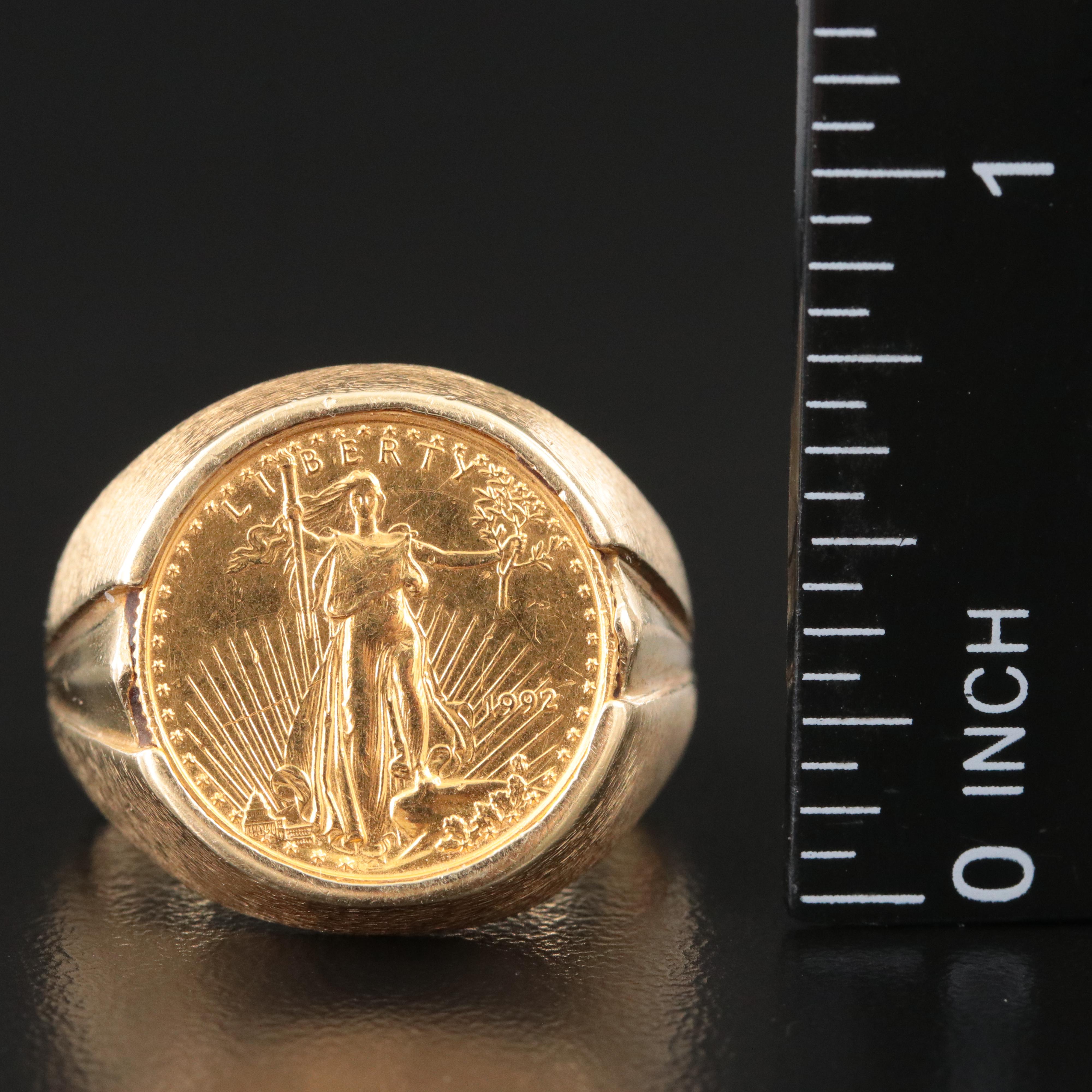 14K Ring with 1992 $5 1/10th Oz. Gold Eagle Bullion Coin