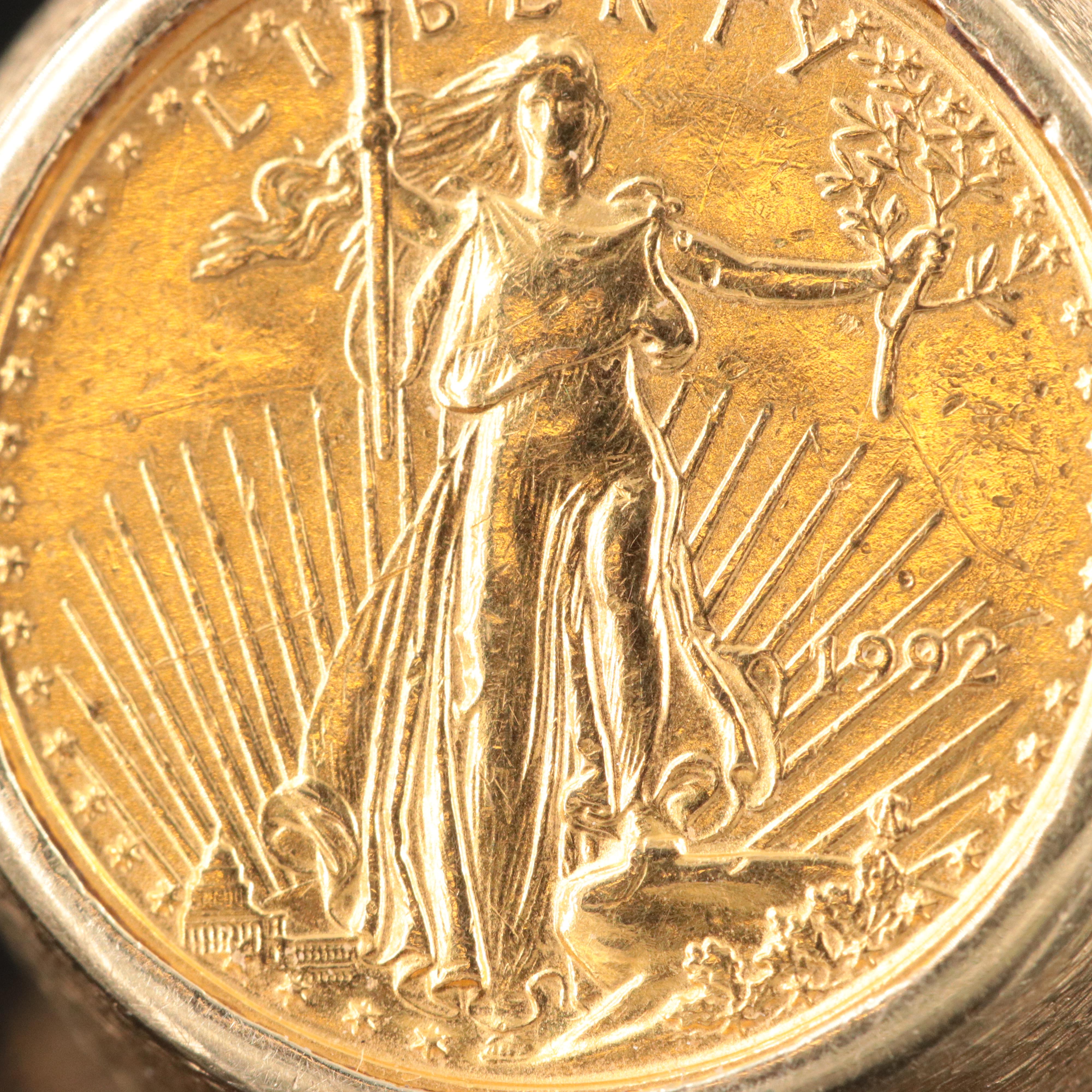 14K Ring with 1992 $5 1/10th Oz. Gold Eagle Bullion Coin