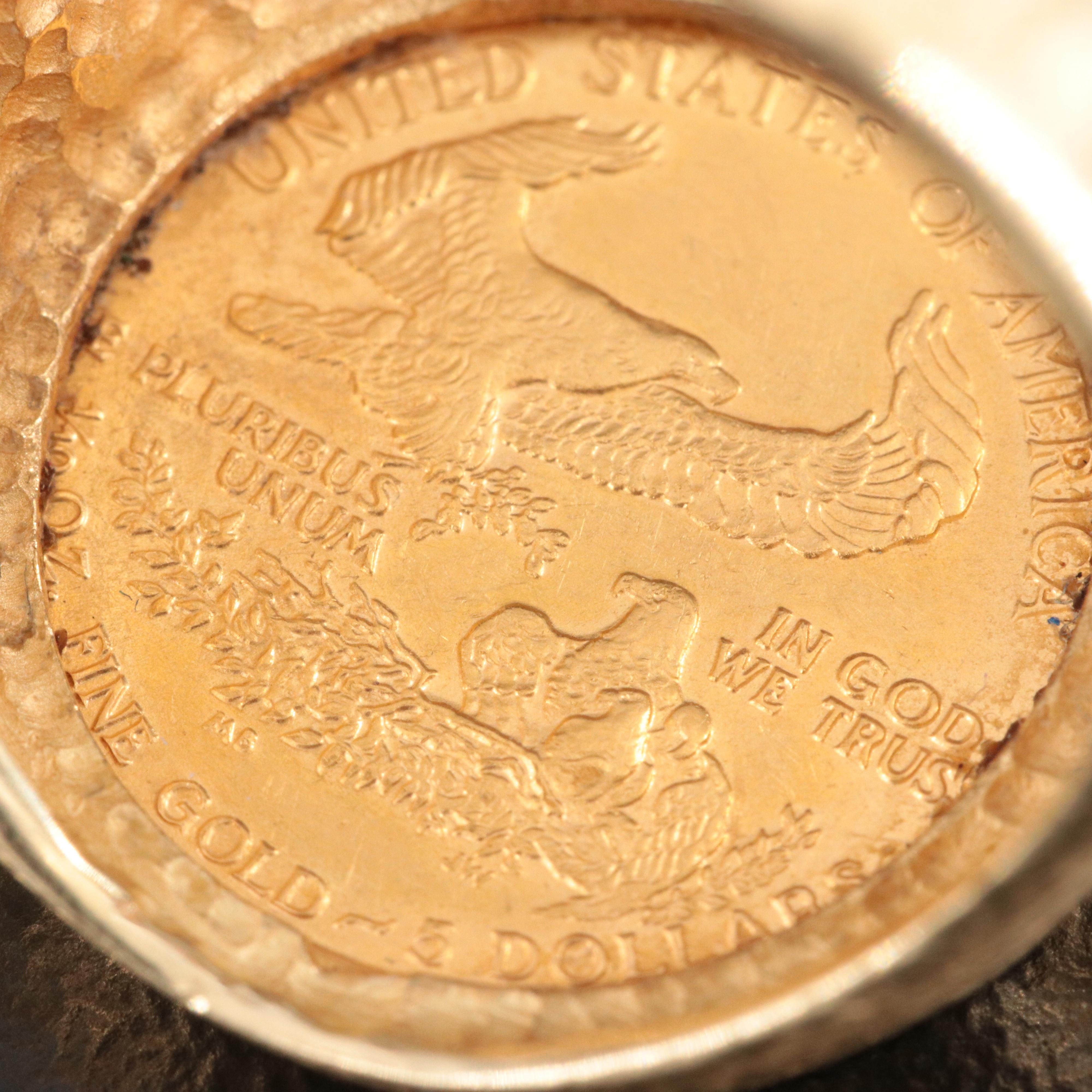 14K Ring with 1992 $5 1/10th Oz. Gold Eagle Bullion Coin