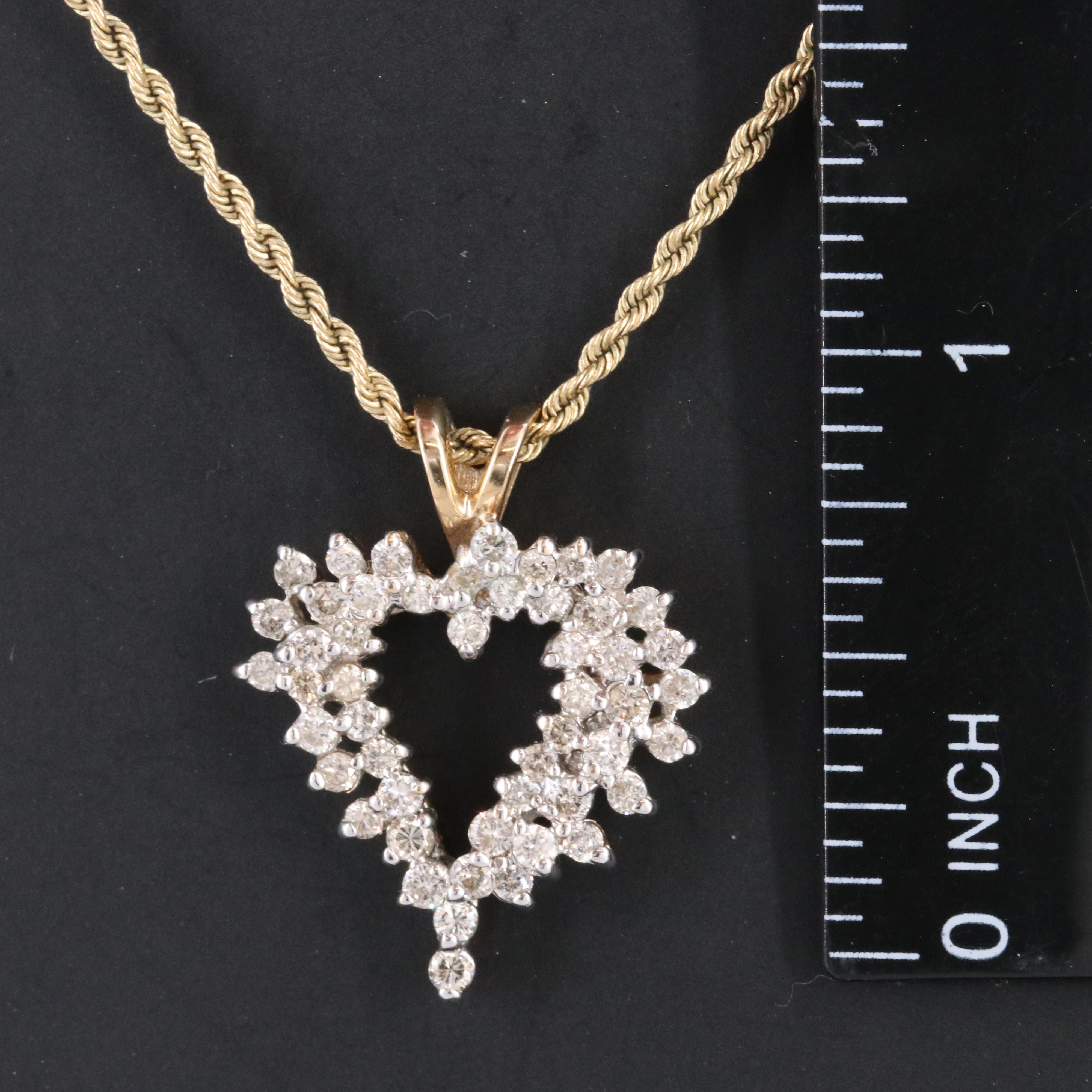 14K 1.00 CTW Diamond Heart Pendant Necklace
