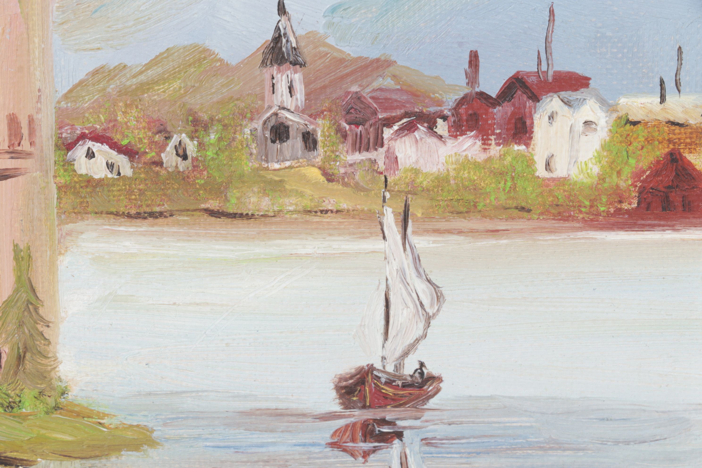 A. Harrison Impressionist Oil Painting of Chateau de Chillon, Early 20th Century