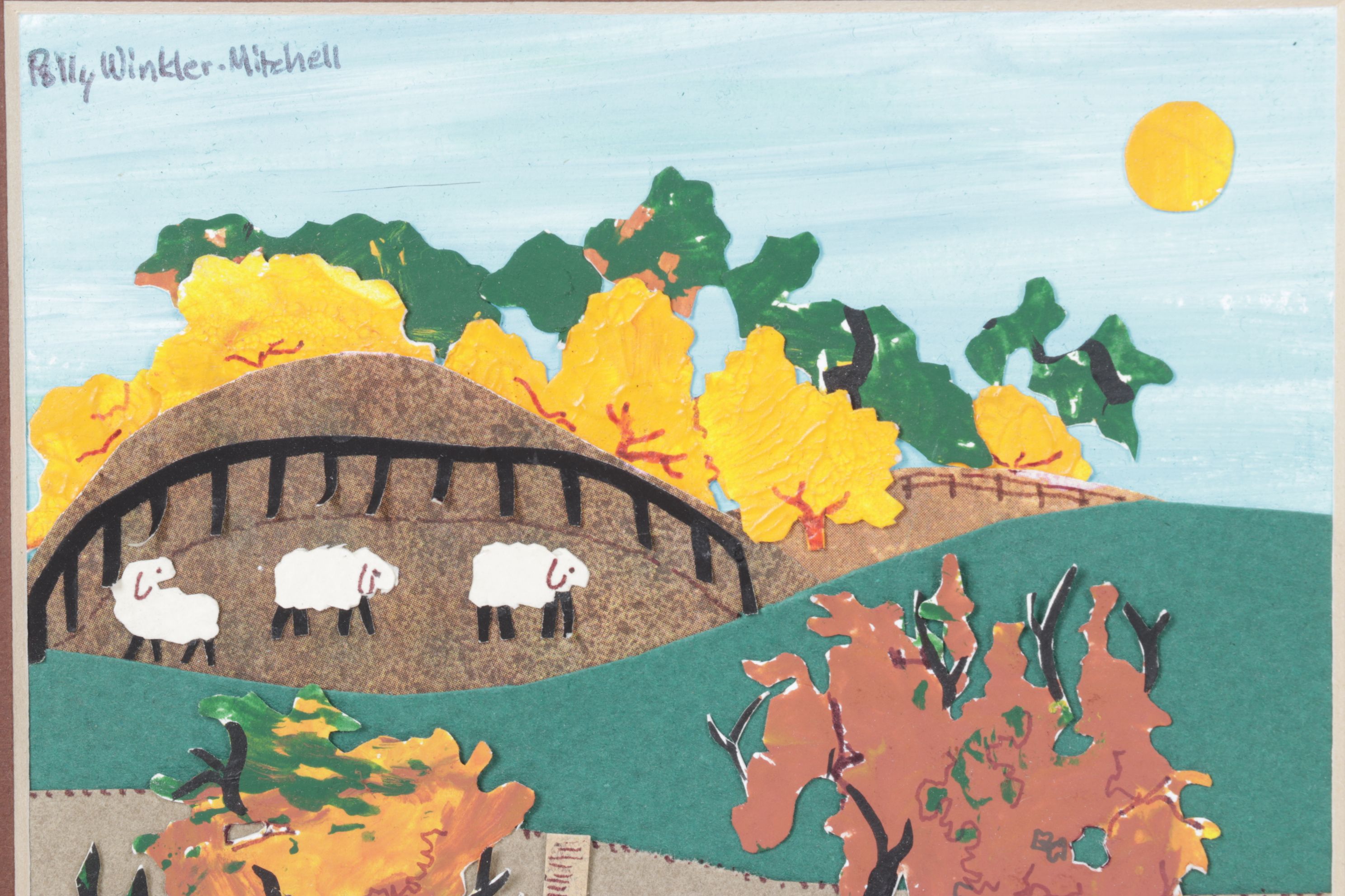 Polly Winkler-Mitchell Paper Collage of Southern Illinois Far, Late 20th Century