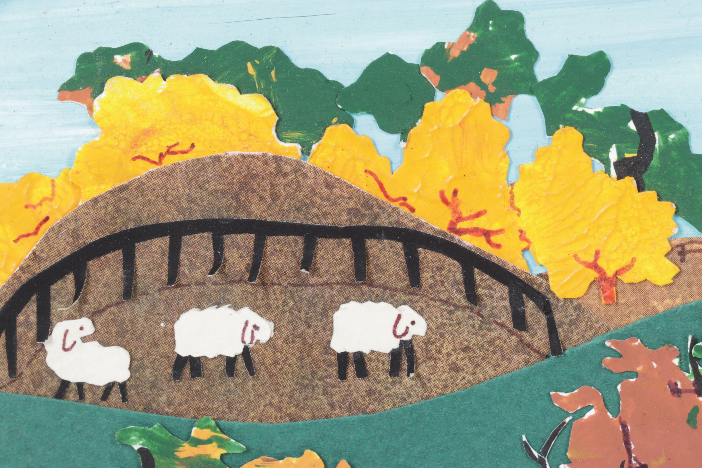 Polly Winkler-Mitchell Paper Collage of Southern Illinois Far, Late 20th Century