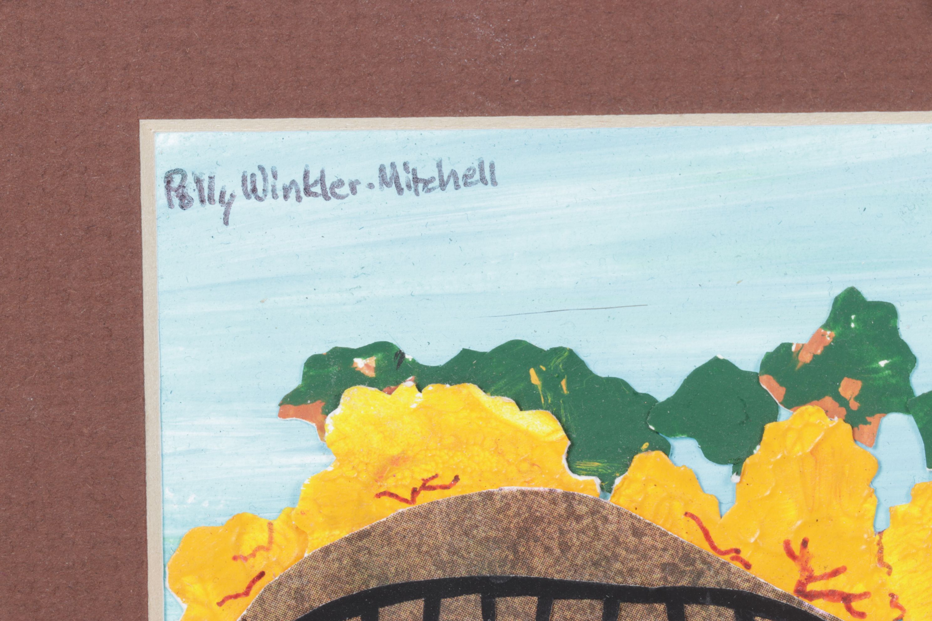 Polly Winkler-Mitchell Paper Collage of Southern Illinois Far, Late 20th Century