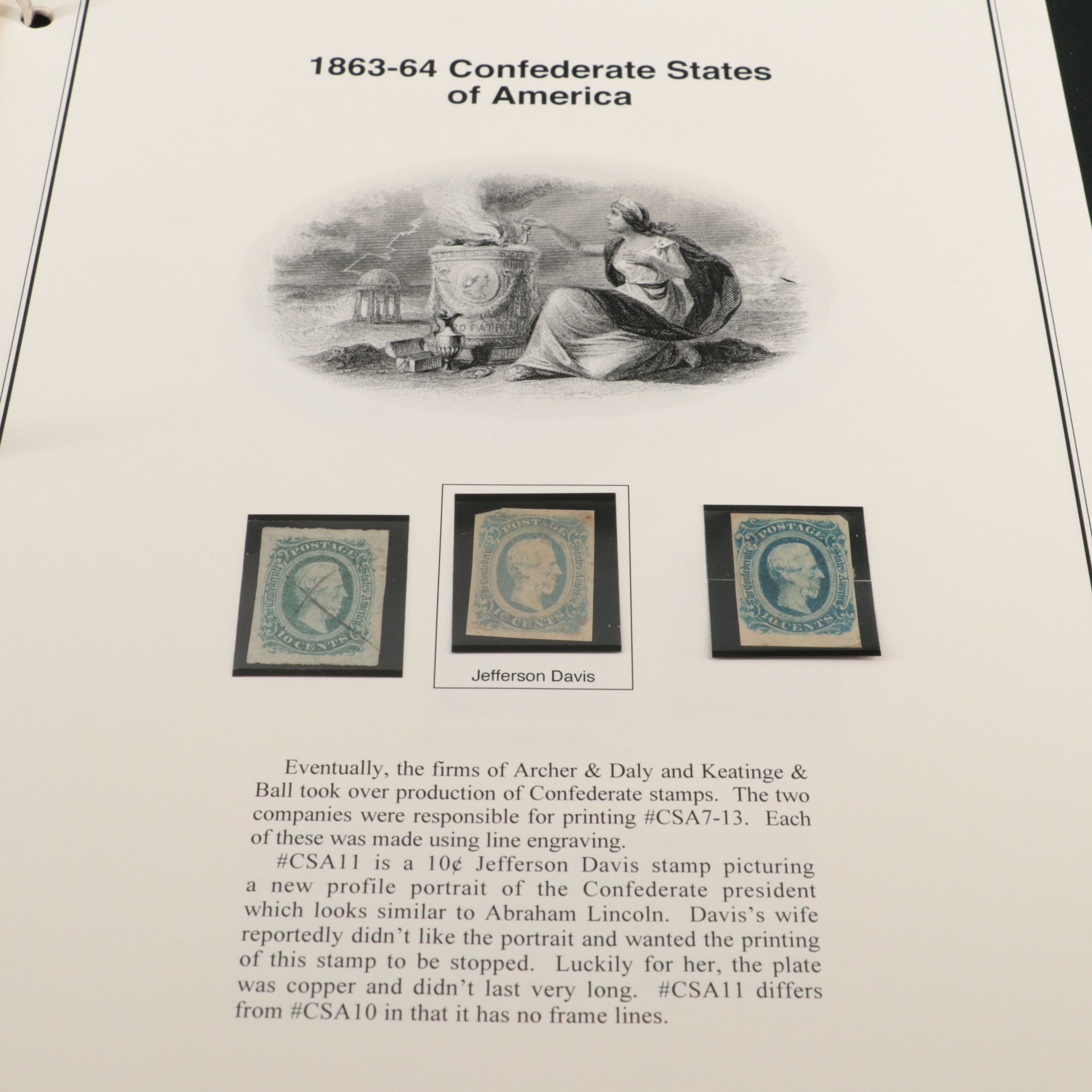 Album of Confederate States Postage Stamps, 1860s