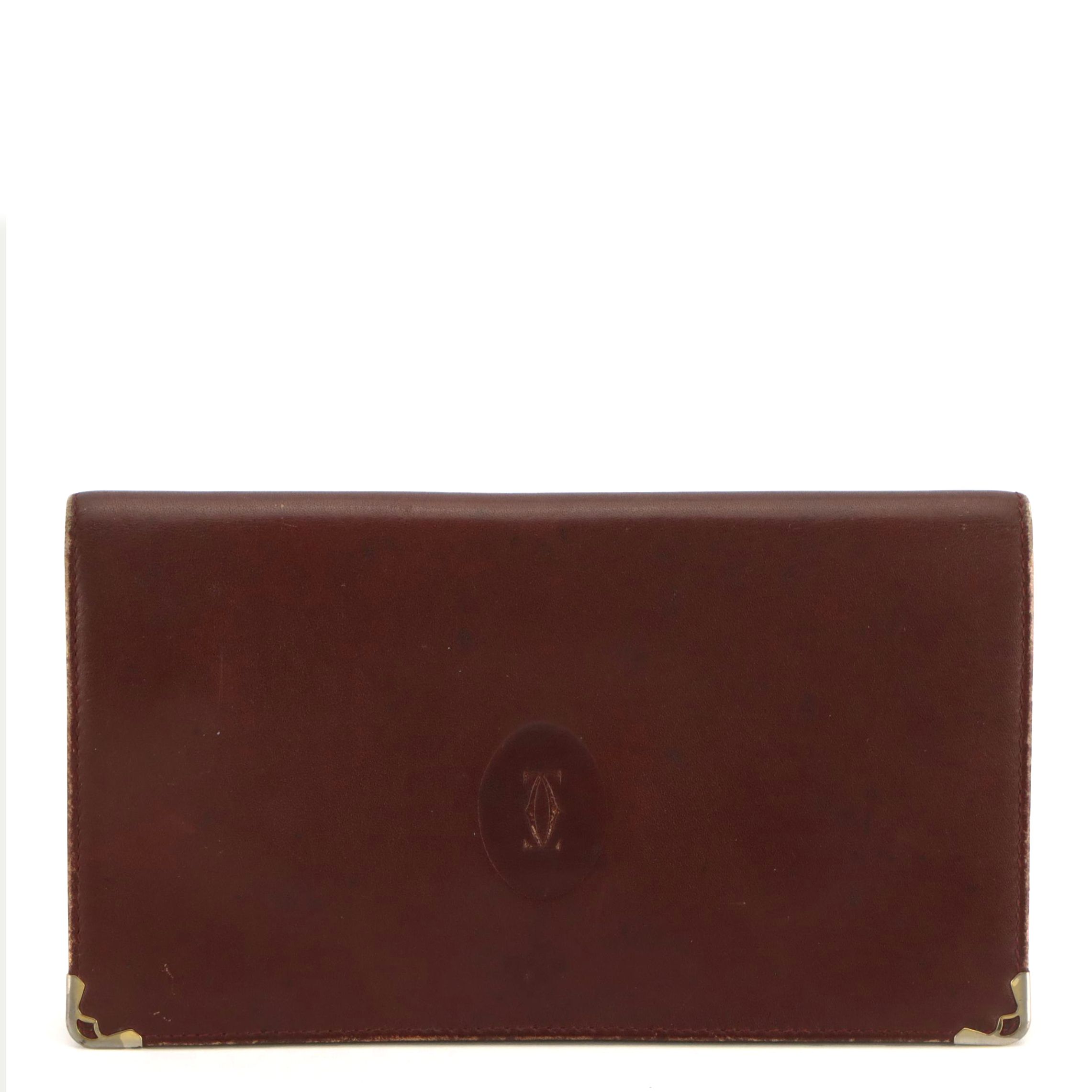 Cartier Mastline Bifold Clutch in Burgundy Leather