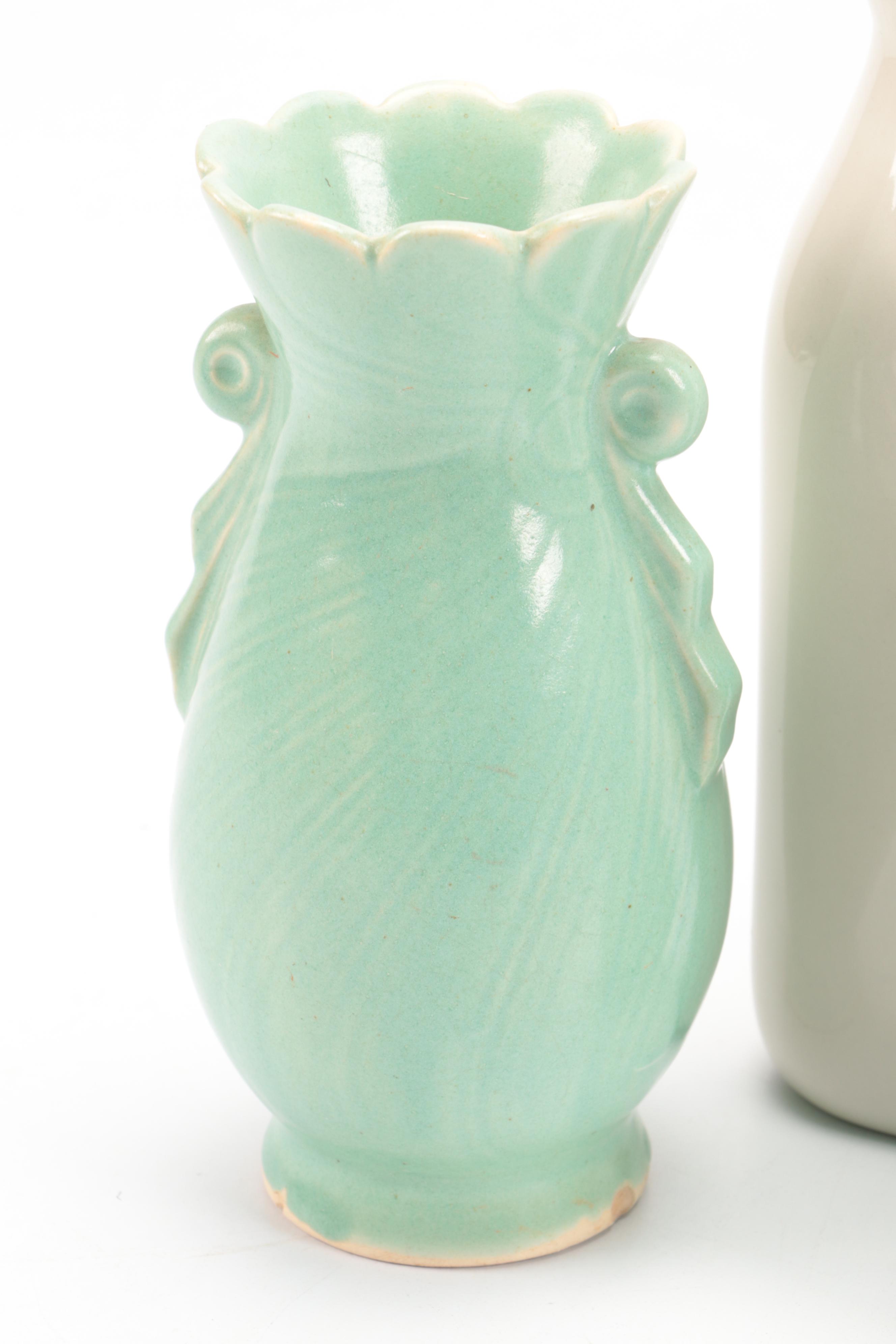 Art Deco Style and Other Ceramic Vases, Mid to Late 20th Century