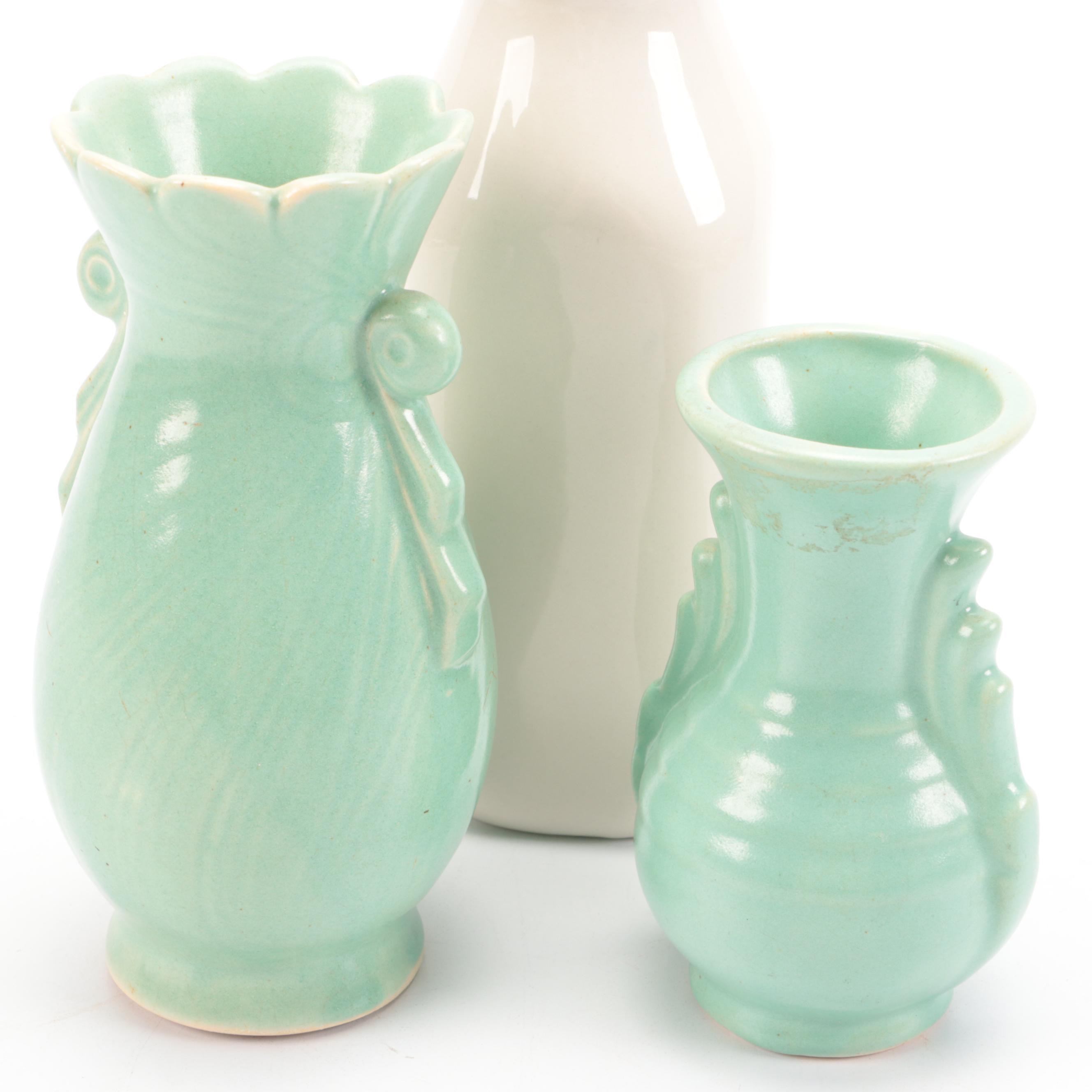 Art Deco Style and Other Ceramic Vases, Mid to Late 20th Century