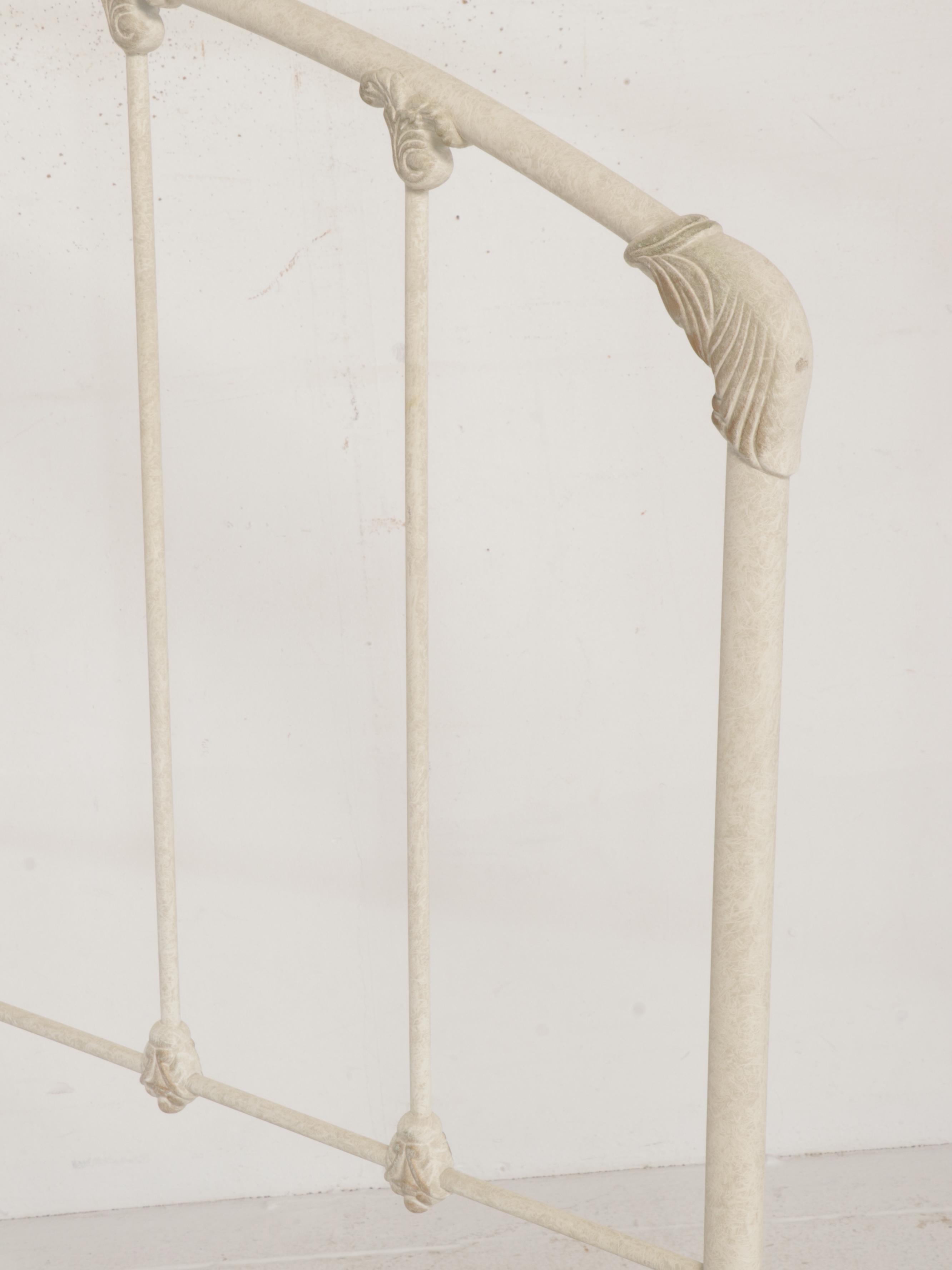 Victorian Style White Metal Queen Size Headboard with Metal Bed Frame