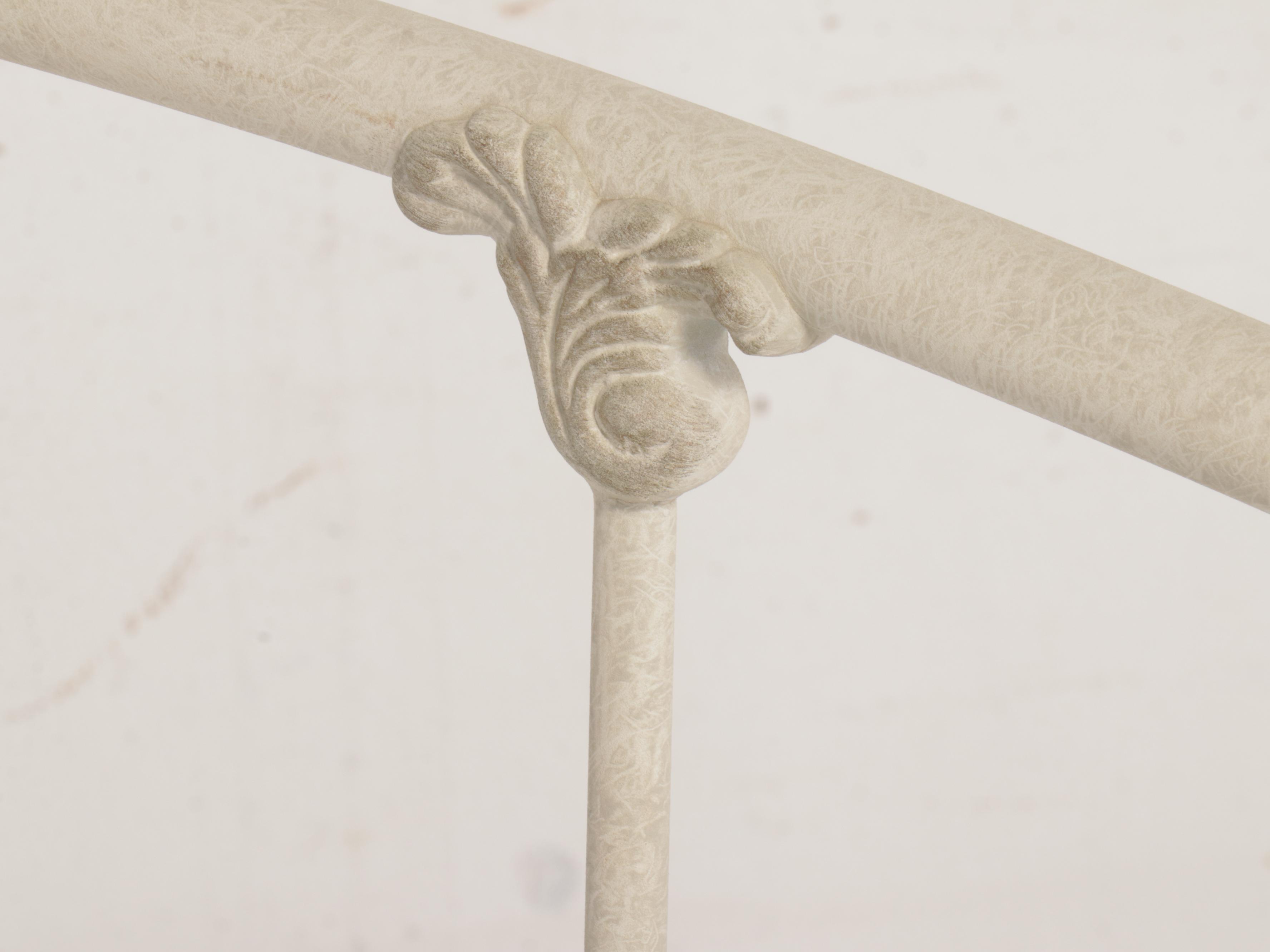 Victorian Style White Metal Queen Size Headboard with Metal Bed Frame