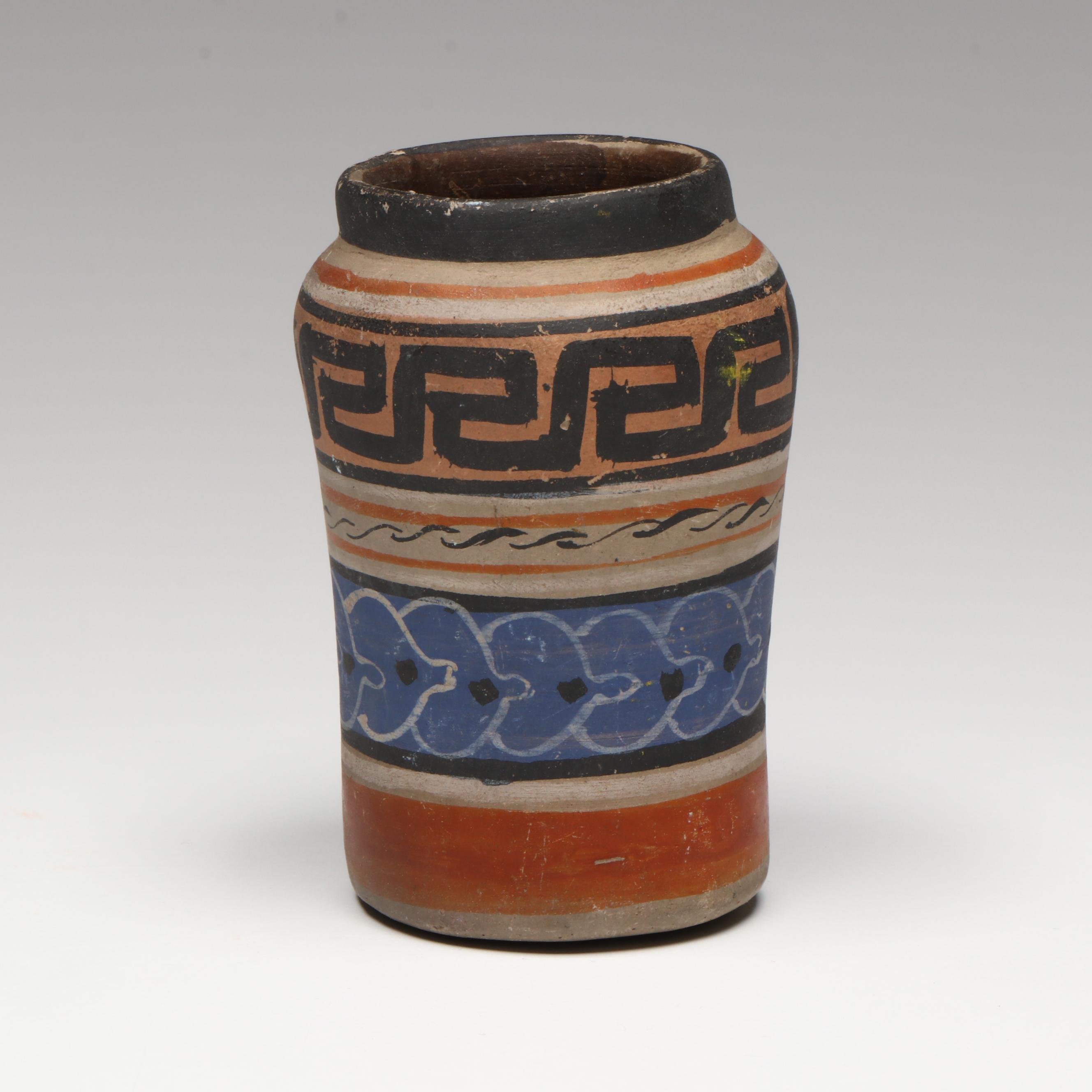 Southwestern Puebloan Poster Paint Ceramic Pots, Mid-20th Century